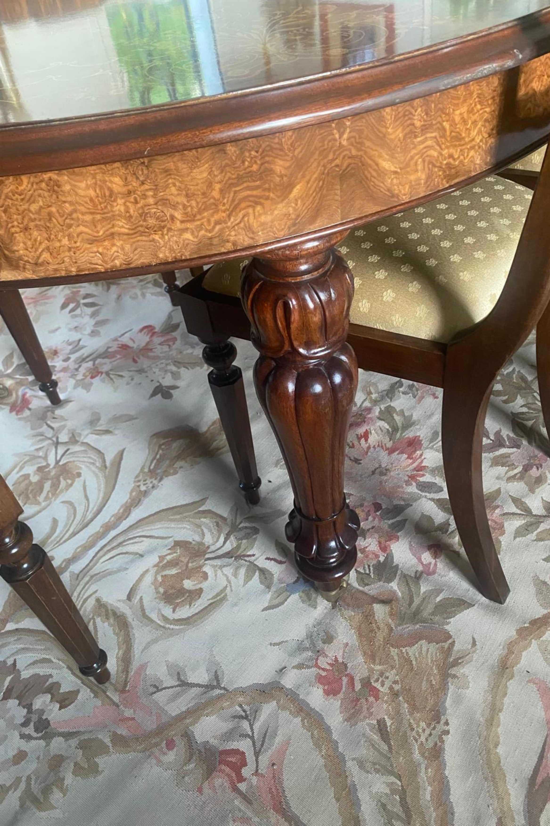 Italian Mahogany Inlaid Dining Set - Meubles Monaco
