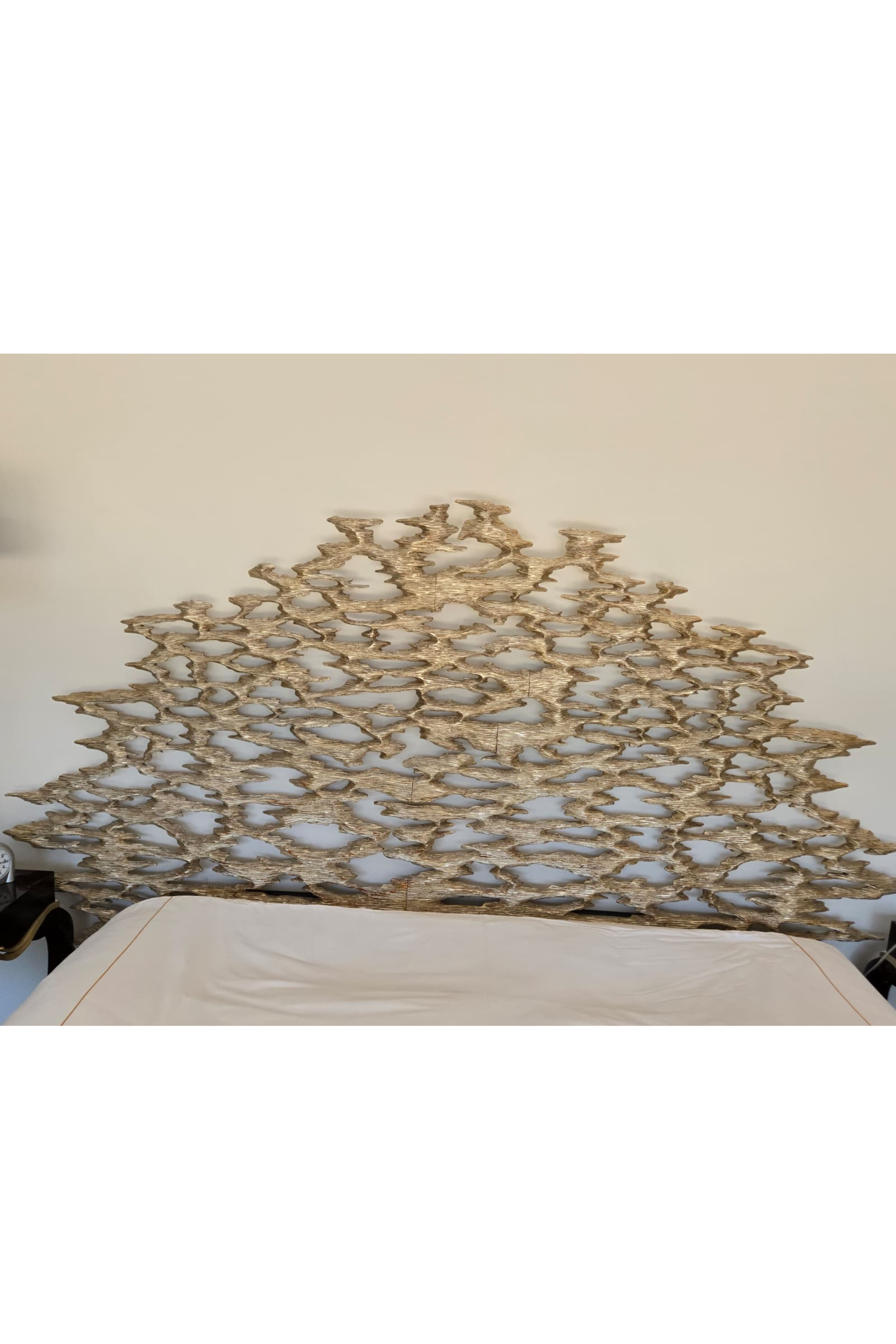 Marina Fogg Christopher Guy Super King Bed with sculptural headboard featuring elegant, modern design and plush upholstery.