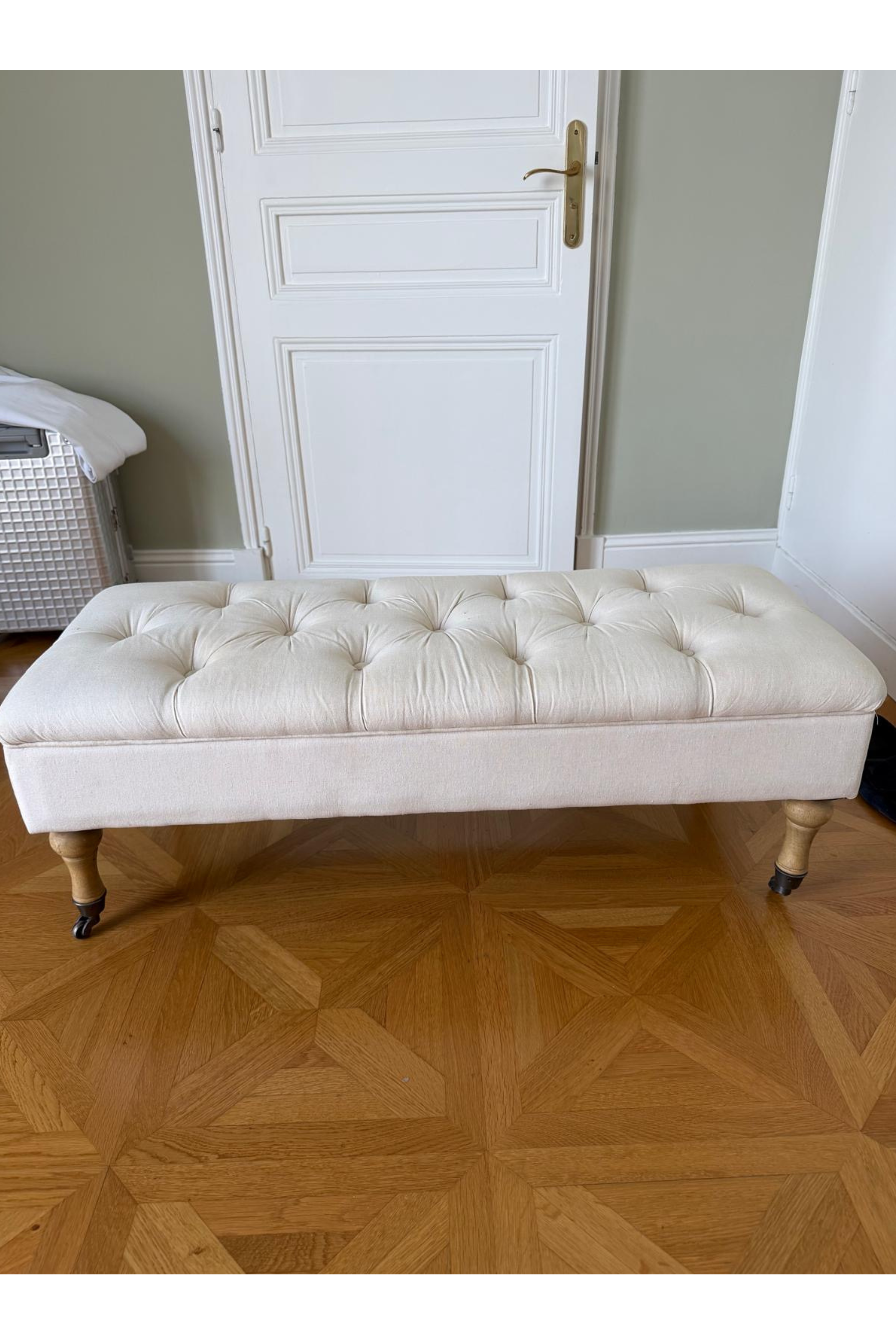 Upholstered Storage Bench with Tufted Seat