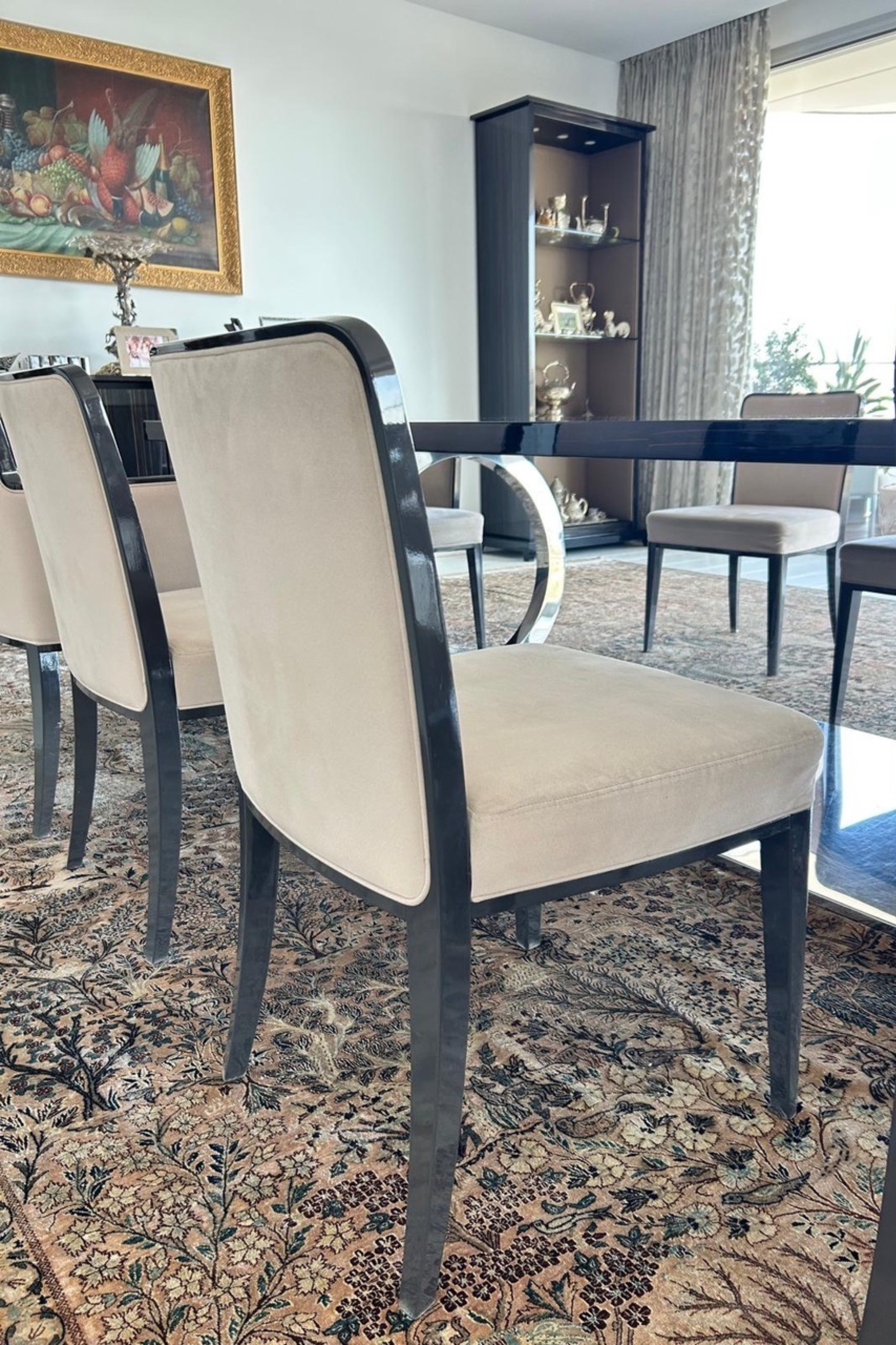 Set of 12 Fendi Casa Lacquered Ebony Armchairs - Meubles Monaco