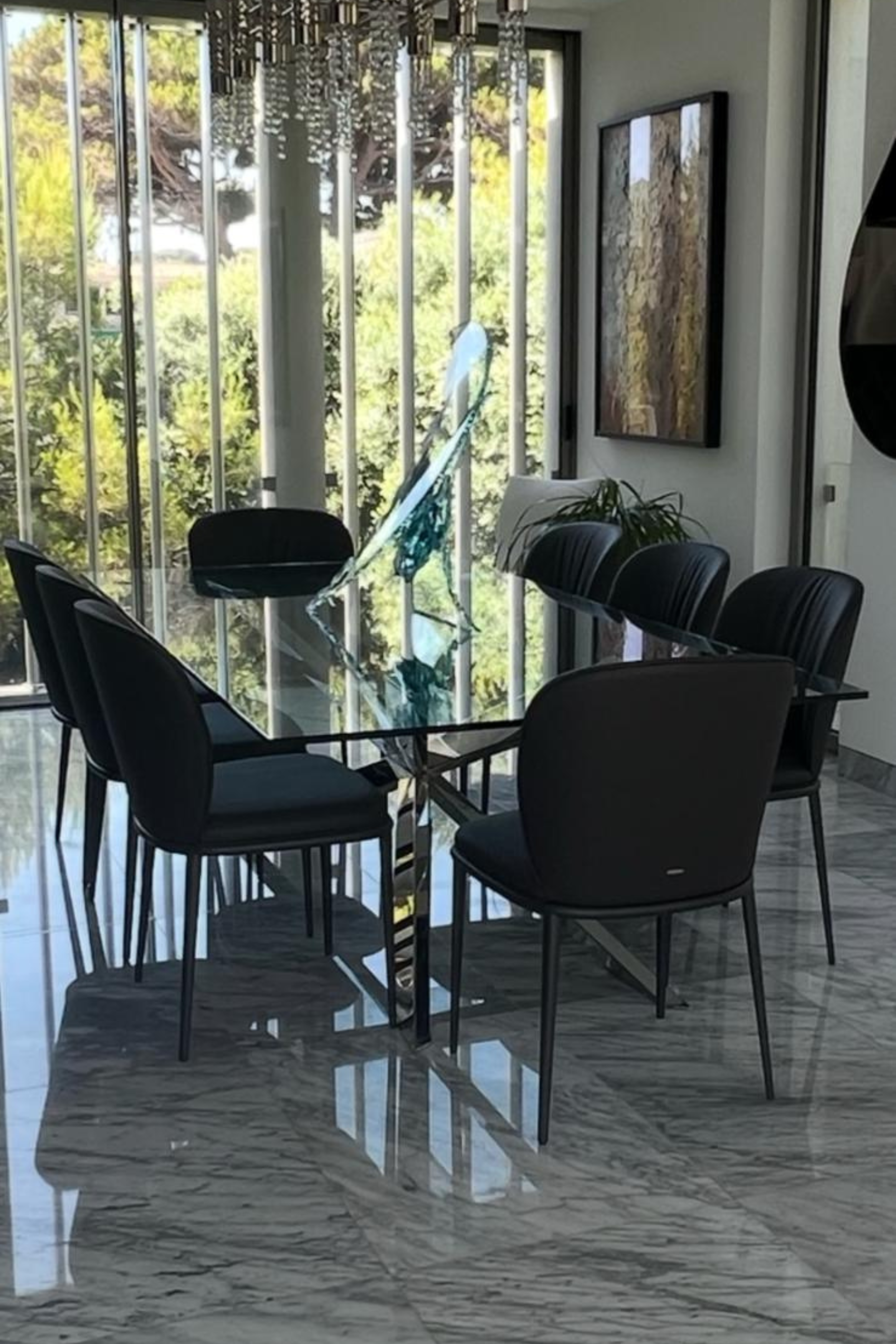 Glass Dining Table – Contemporary Rectangular Design (240 × 119 cm) - Meubles Monaco
