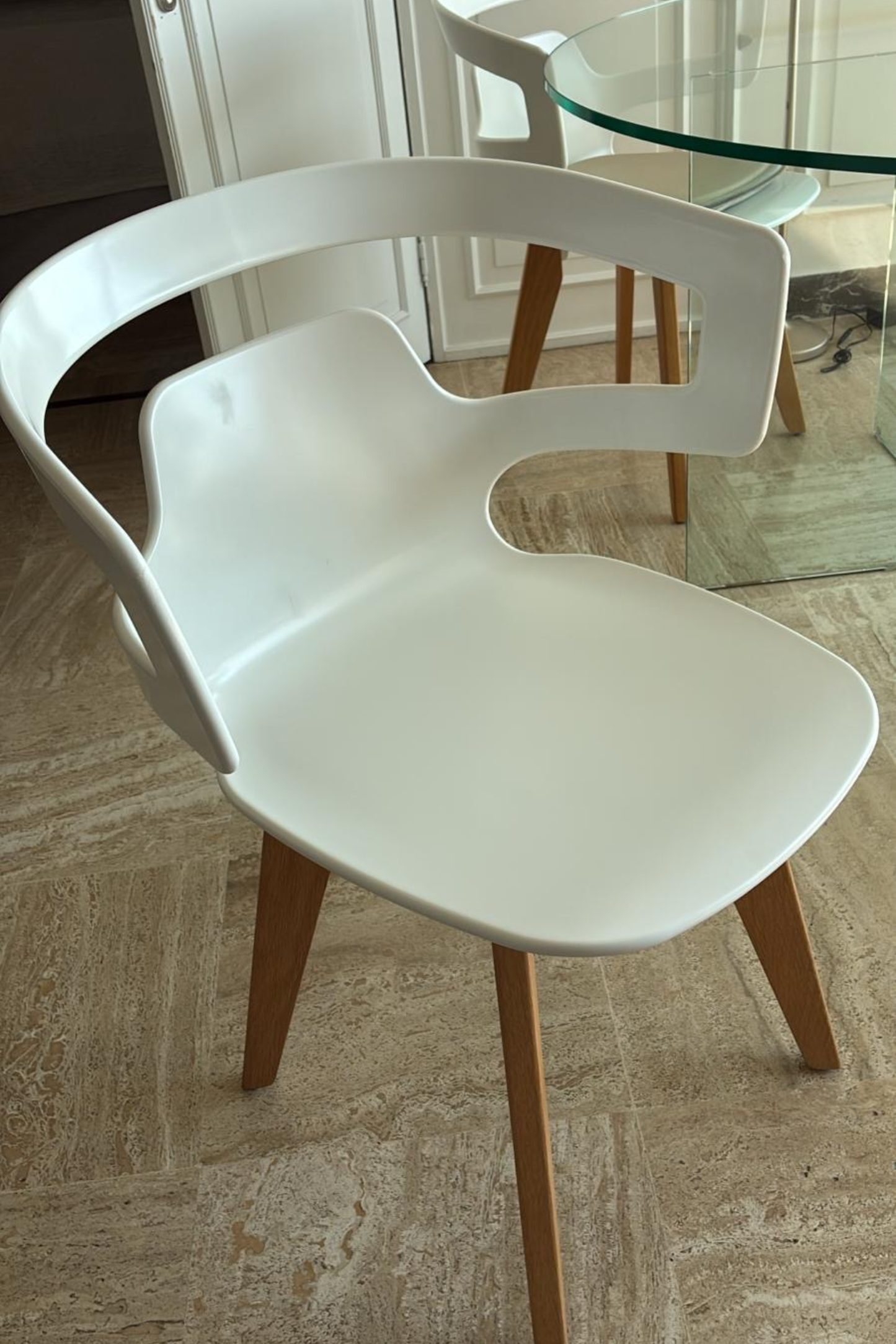 Italian Glass Dining Table & 4 Chairs by EG Design Monaco