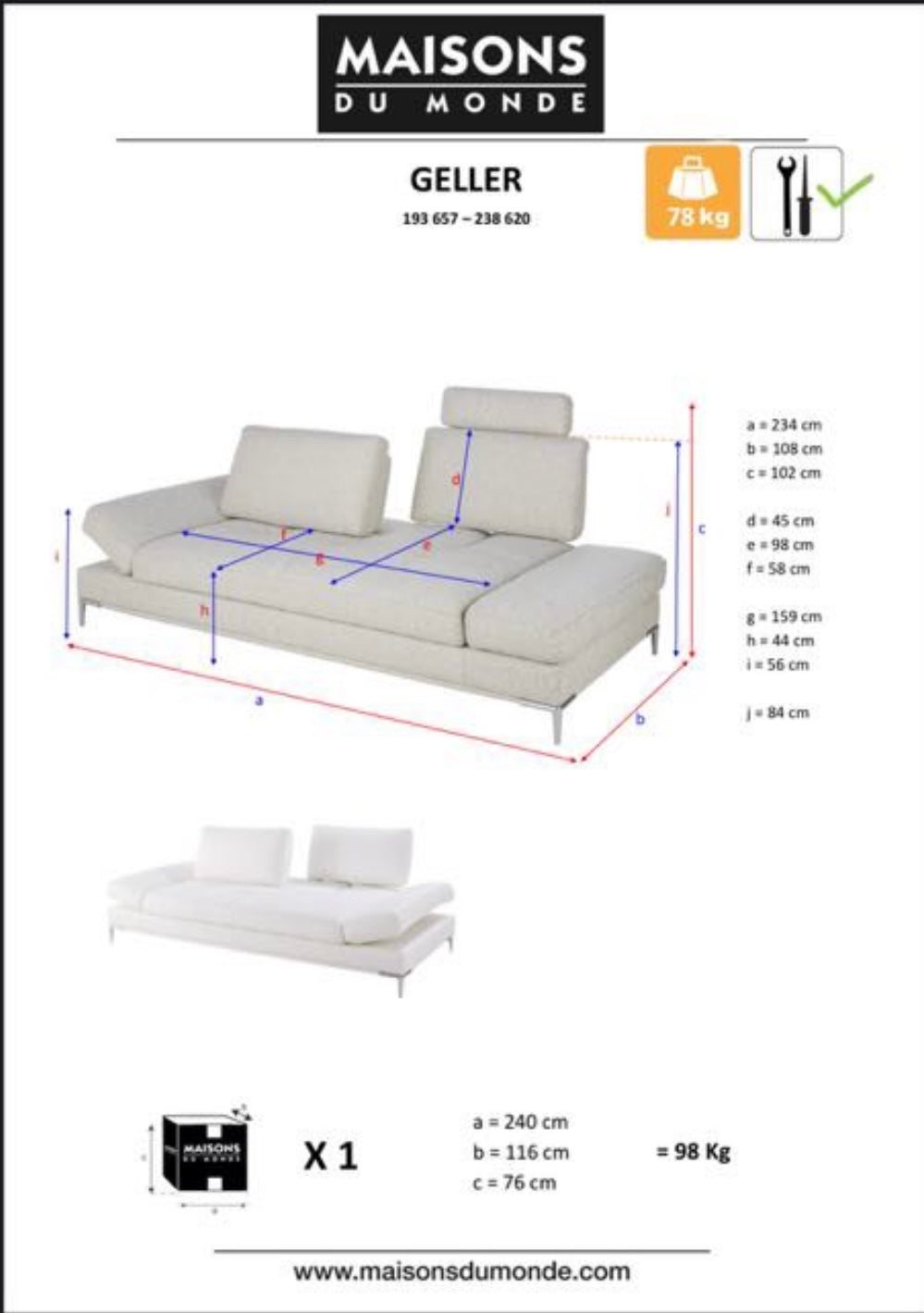 Maison du monde Leather Sofa - Meubles Monaco