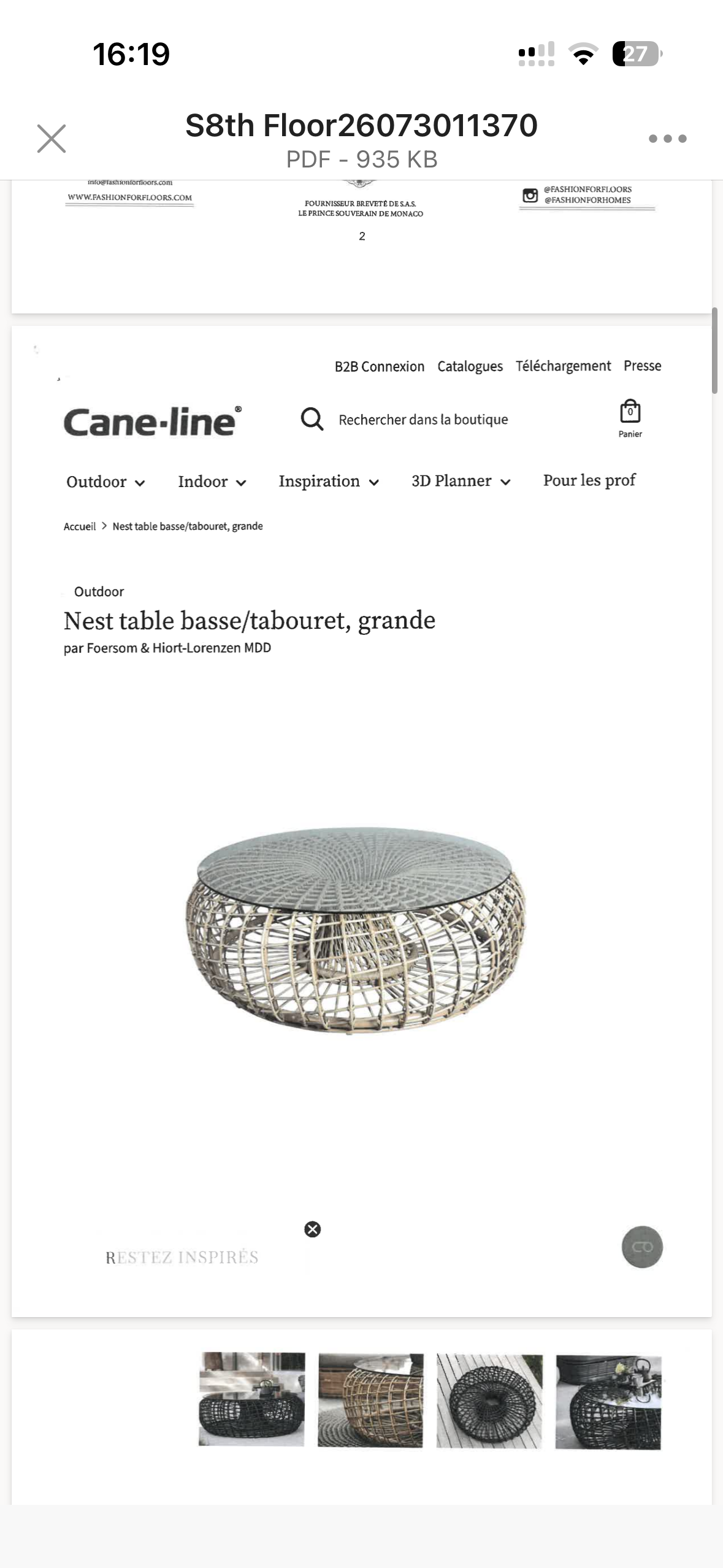 Table basse d'extérieur ronde tressée Nest
