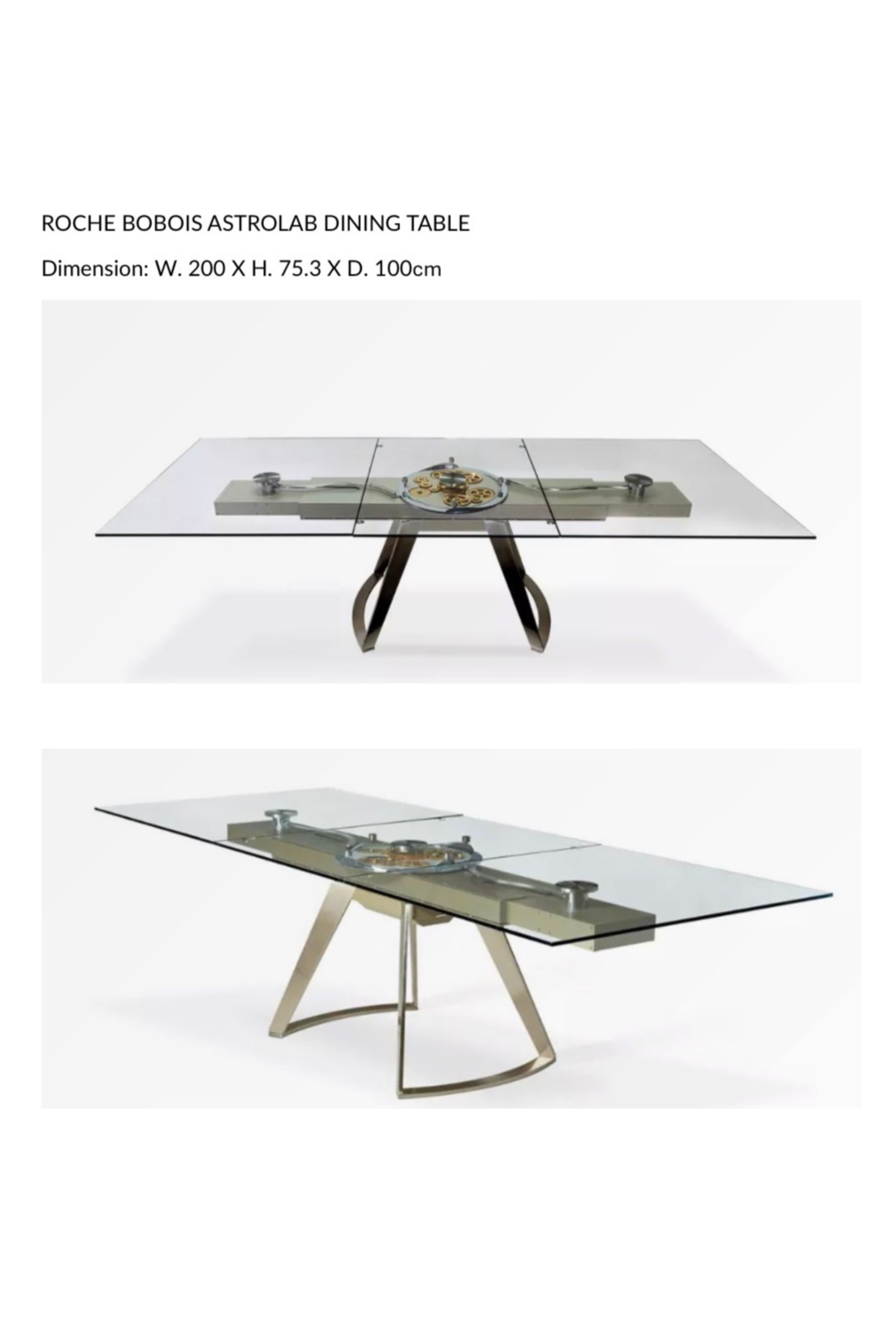 Roche Bobois Astrolab dining table in a modern dining room with sleek design and wooden finish, by Serpil Barrington-Serle.