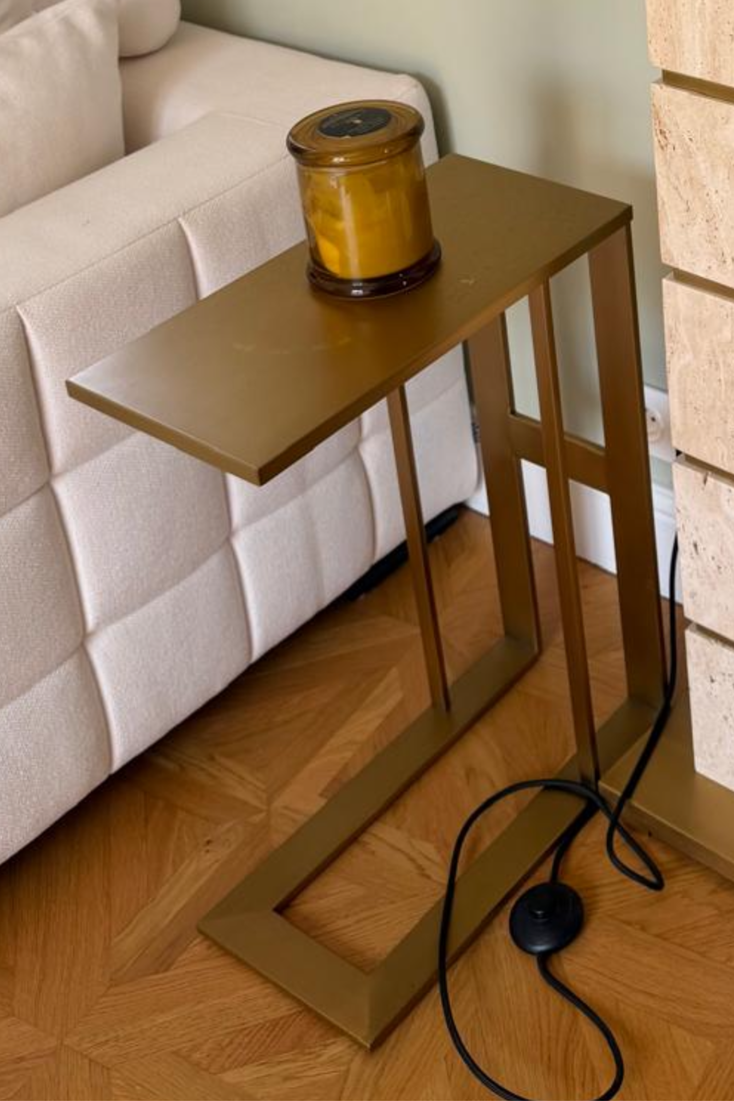 Contemporary Gold C-Shaped Side Table