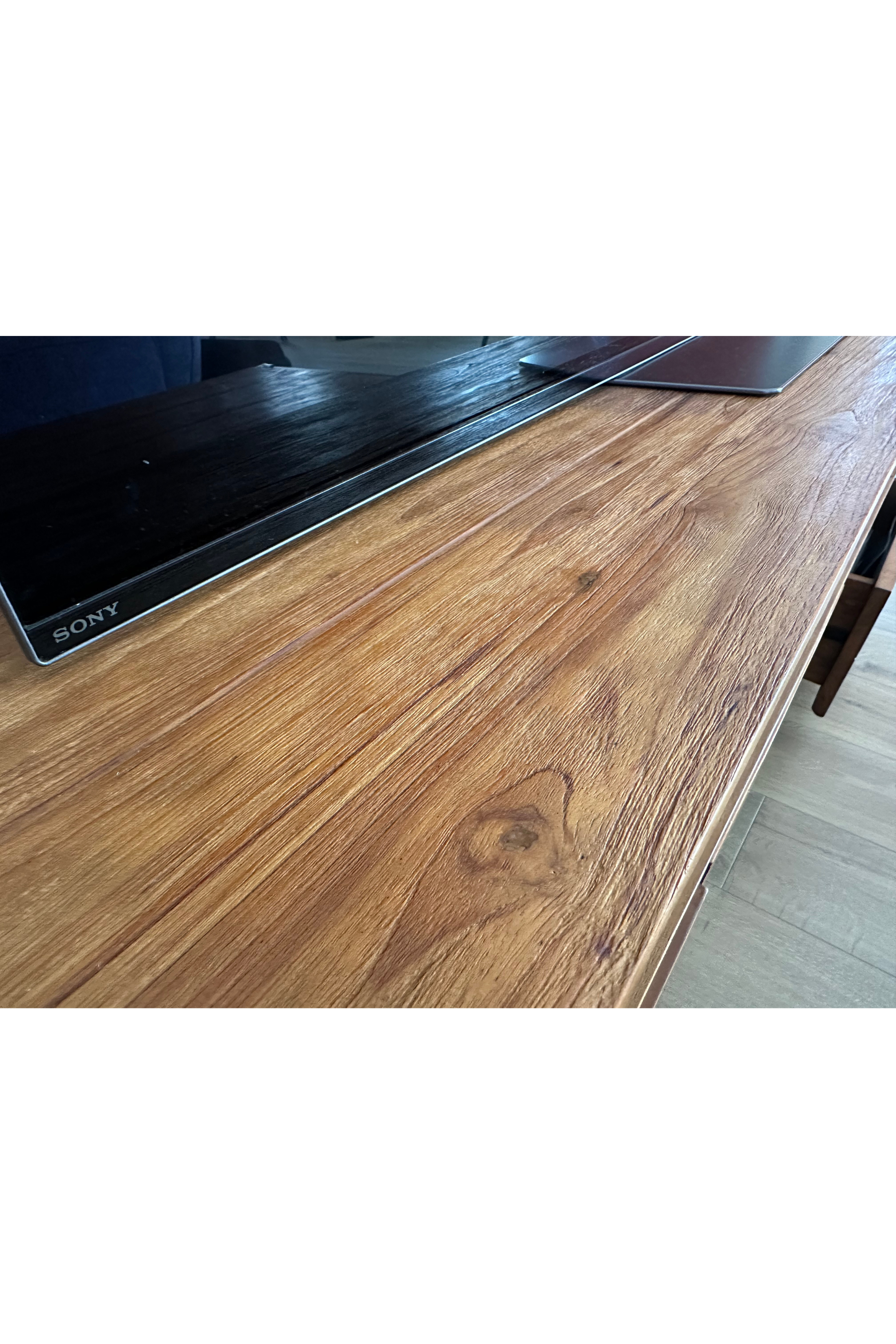 Teak & Black Metal TV Unit + Coffee Table Set - Meubles Monaco