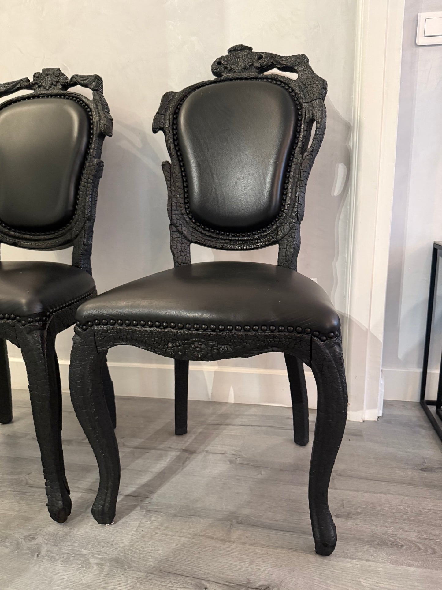 Vintage Black Leather Chairs For Sale Monaco - South Of France