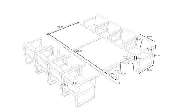 Artelia Ricardo Dining XL Eight-Seater Outdoor Dining Set in Anthracite Aluminium