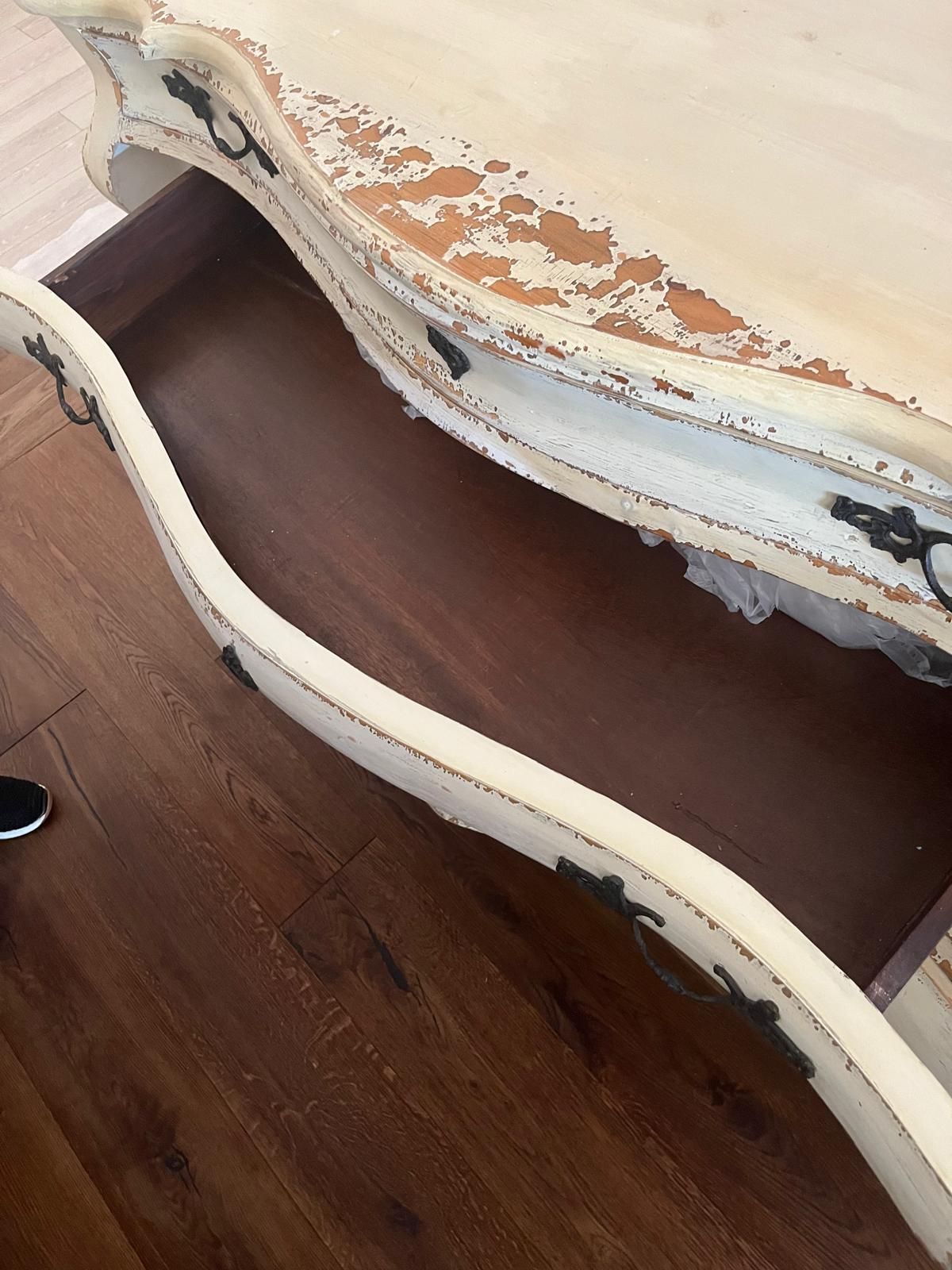 Progetto Home Bombé Chest of Drawers in Distressed Cream Finish
