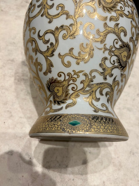 Decorative Porcelain Vase – Hand-Gilded with Jewel Motifs - Meubles Monaco