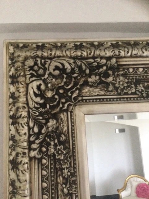 Miroir à facettes antique – Cadre orné d'or et d'argent