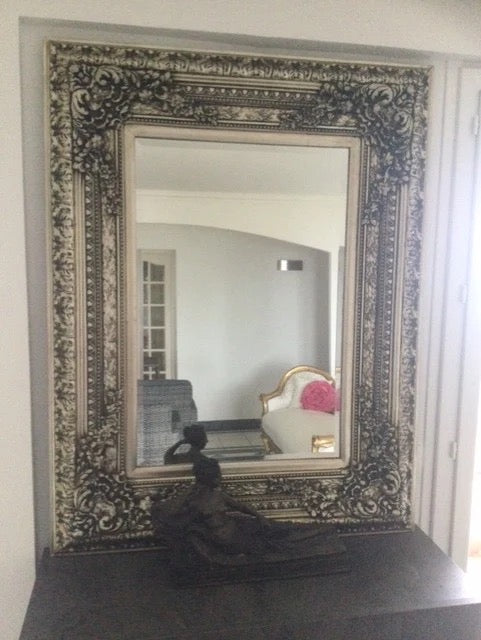 Miroir à facettes antique – Cadre orné d'or et d'argent