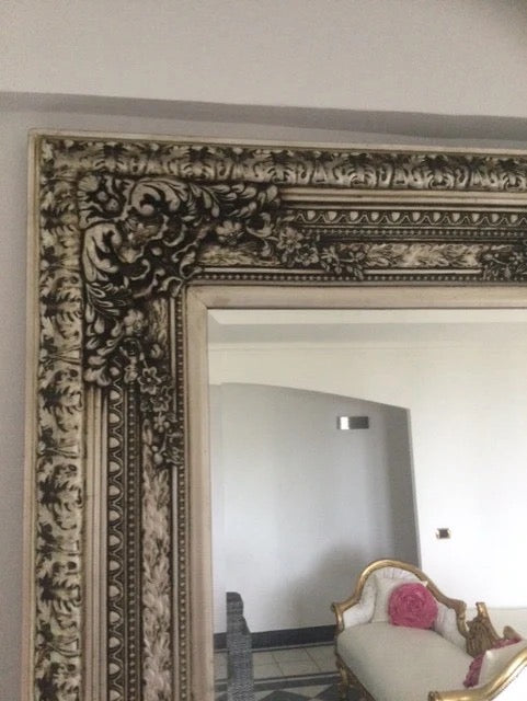 Miroir à facettes antique – Cadre orné d'or et d'argent