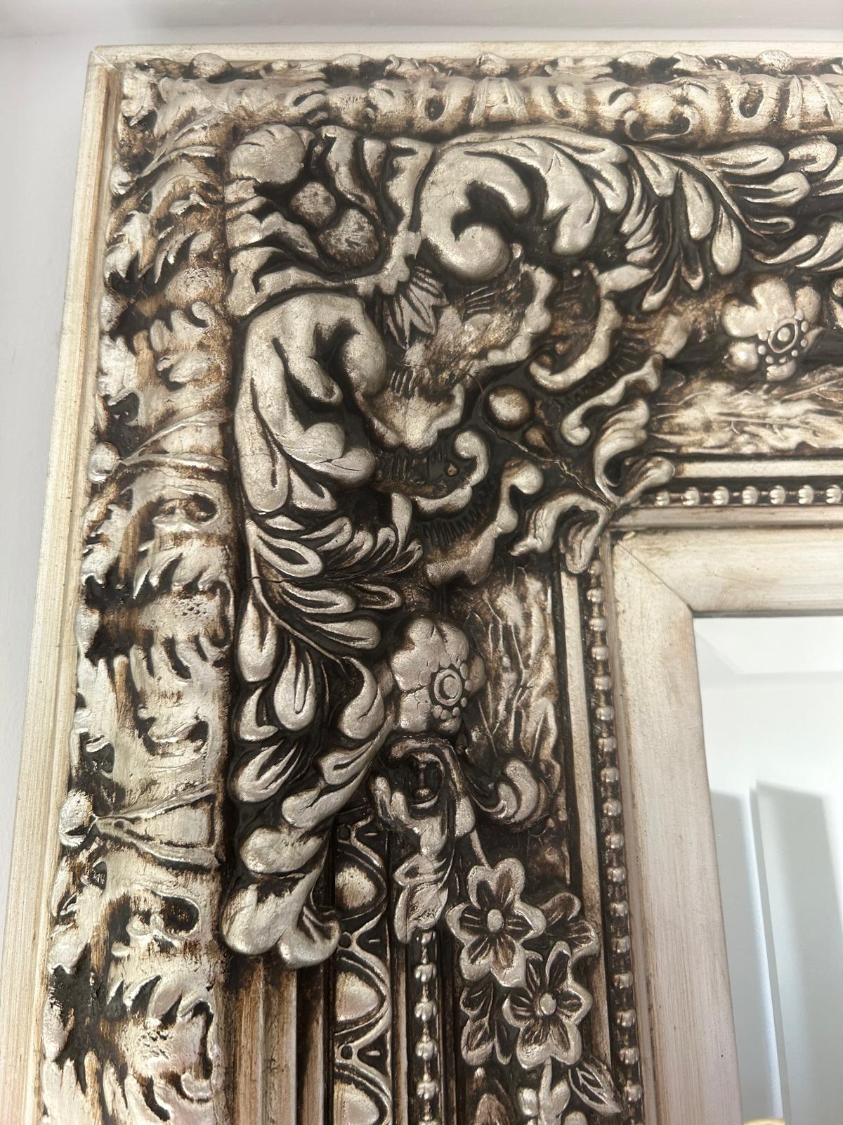 Miroir à facettes antique – Cadre orné d'or et d'argent