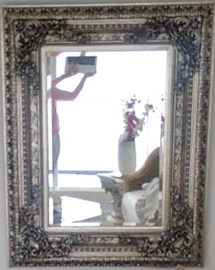 Miroir à facettes antique – Cadre orné d'or et d'argent