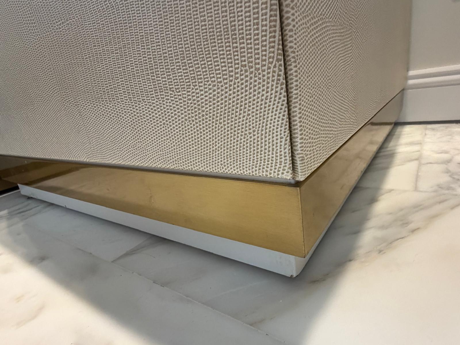 Luxury Bedside / Entrance Table in Leather, Alcantara & Bronze