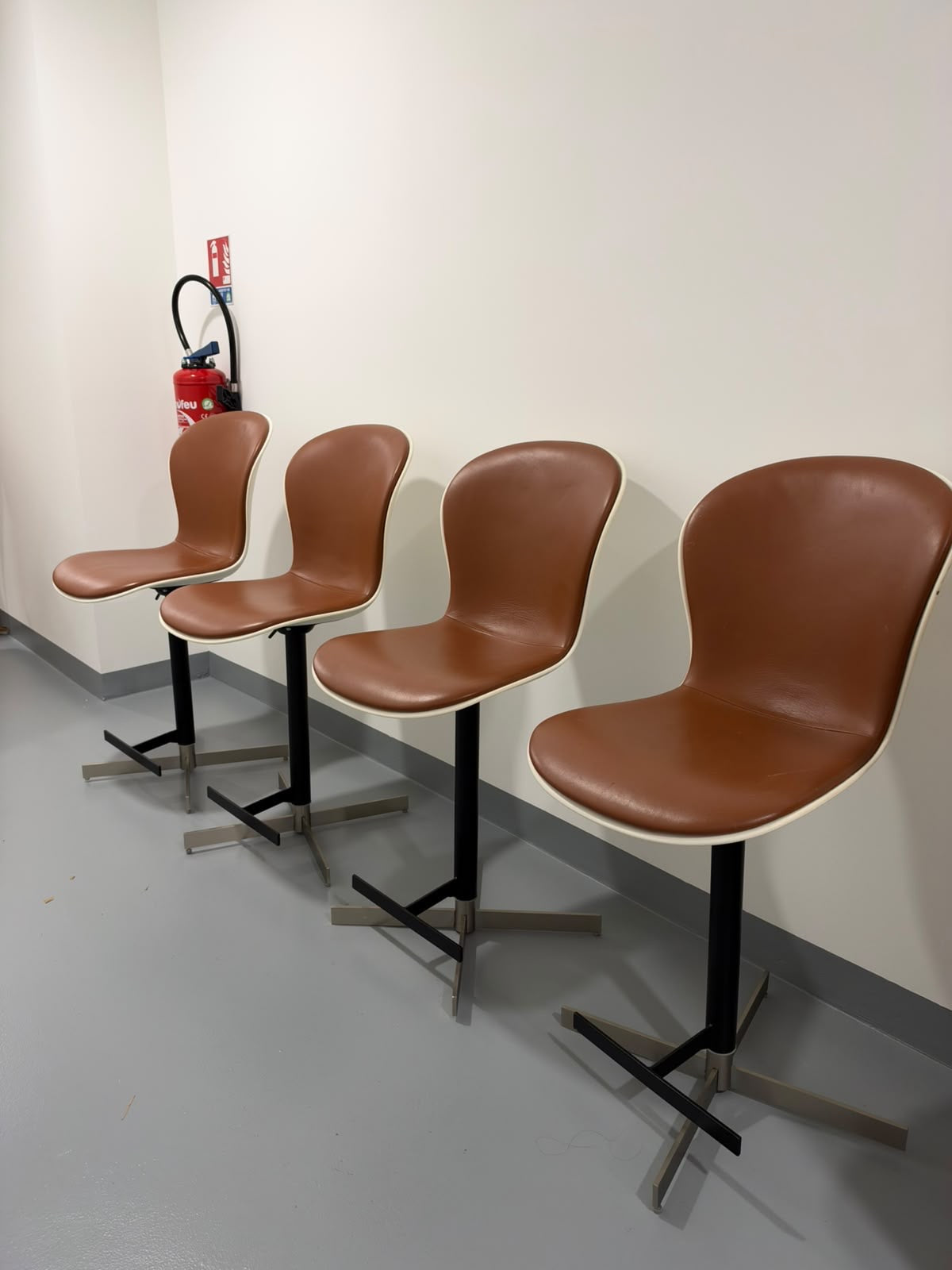 Set of 4 BoConcept Adelaide Adjustable Bar Stools in Caramel Bahia Leather