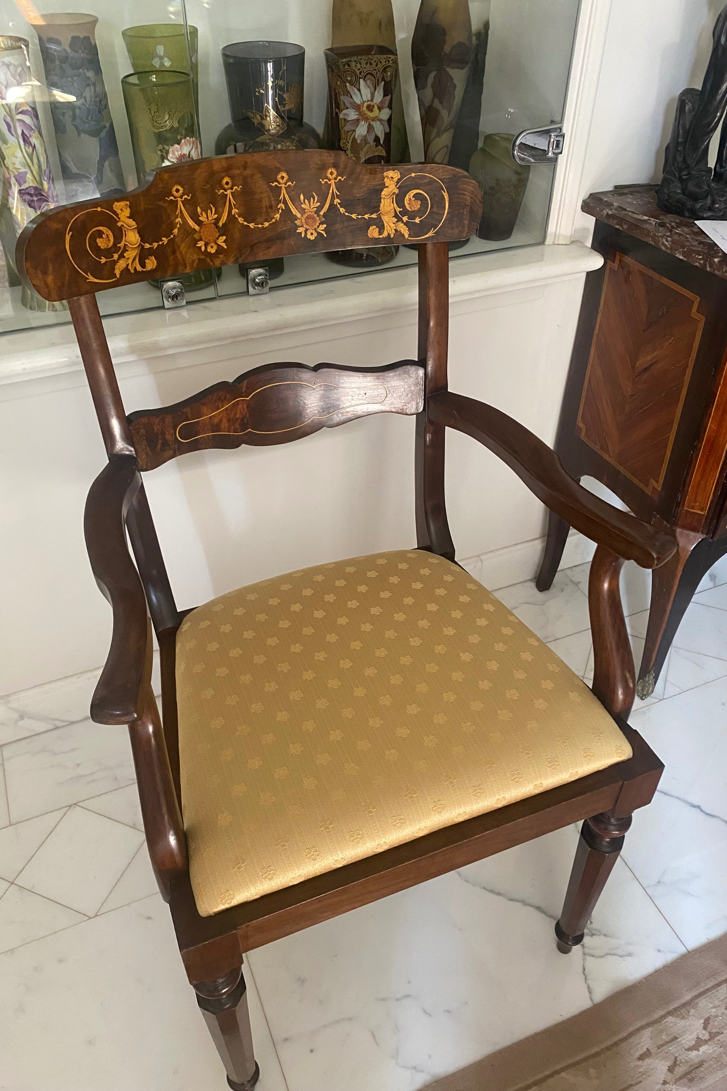 Italian Mahogany Inlaid Dining Set - Meubles Monaco