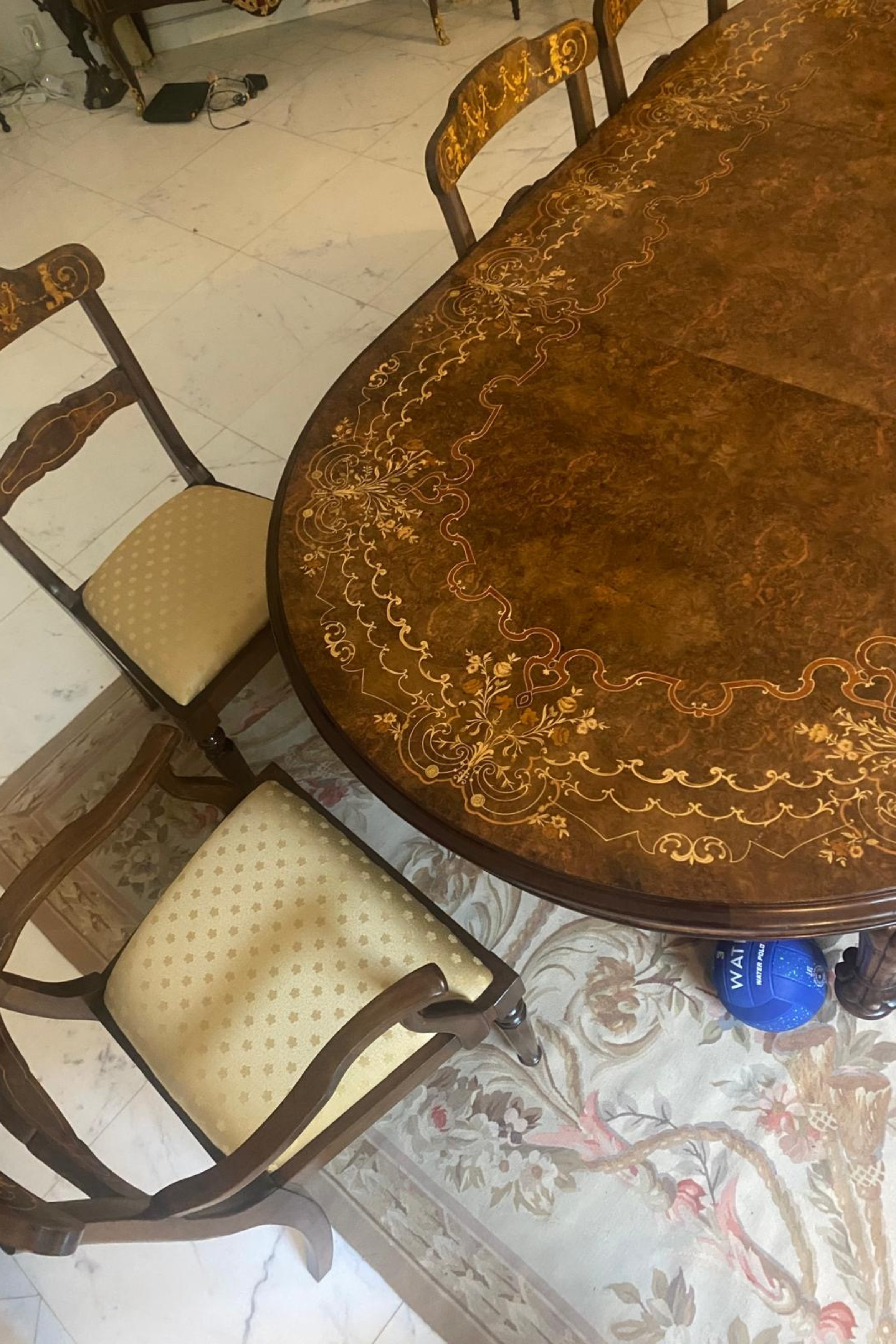 Italian Mahogany Inlaid Dining Set - Meubles Monaco
