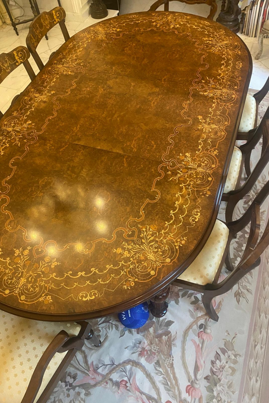 Italian Mahogany Inlaid Dining Set