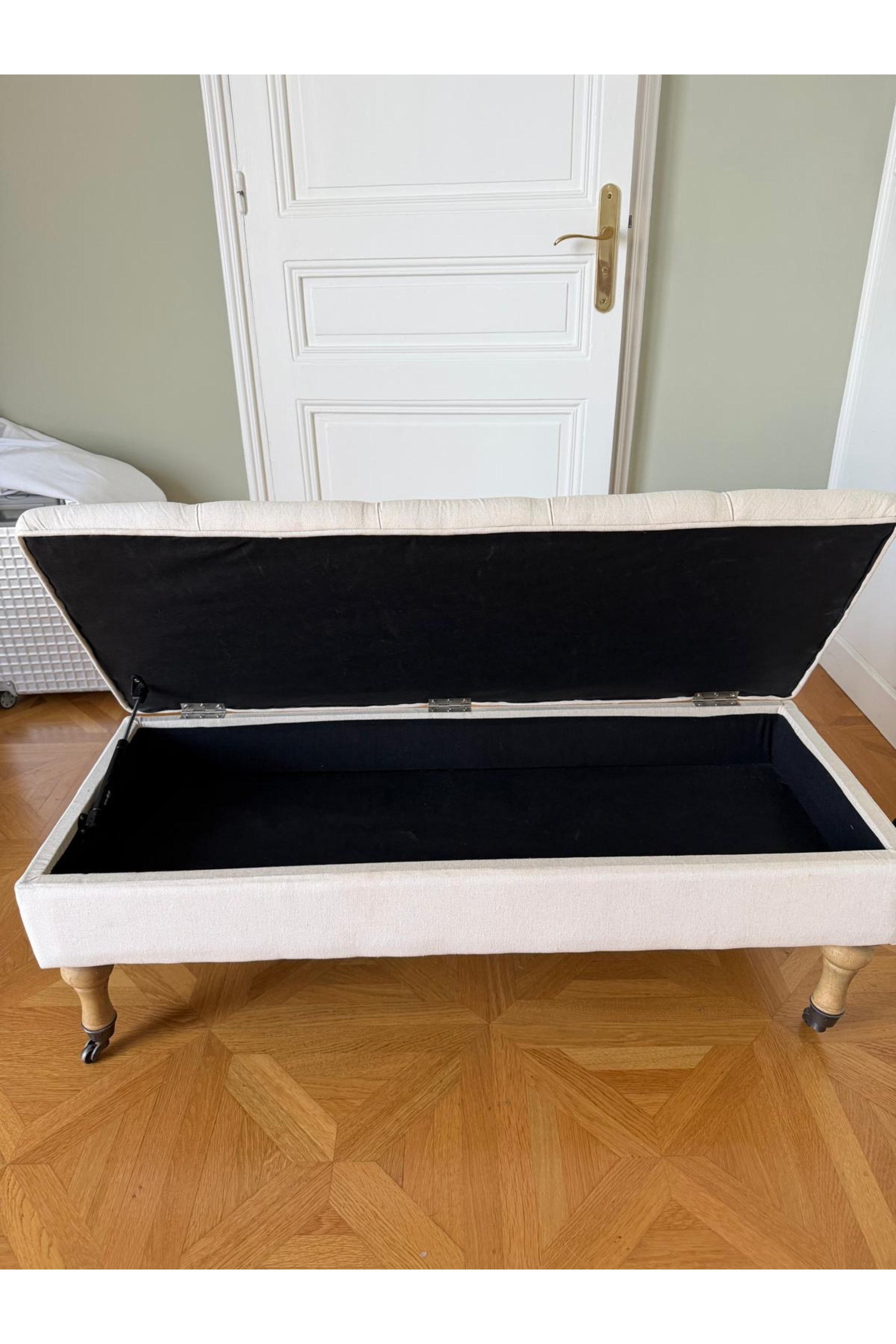 Upholstered Storage Bench with Tufted Seat
