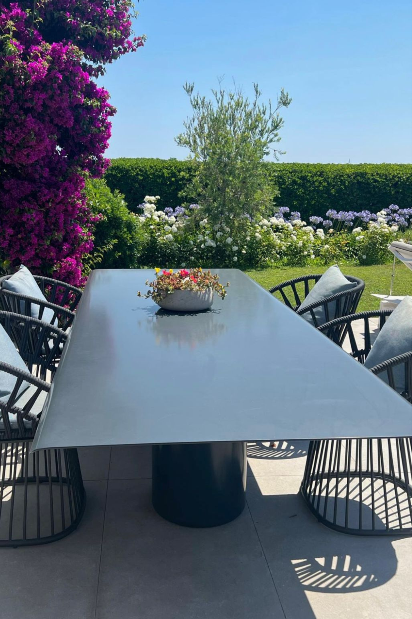 Grey Metal Outdoor Dining Table | 3m Modern Outdoor Table