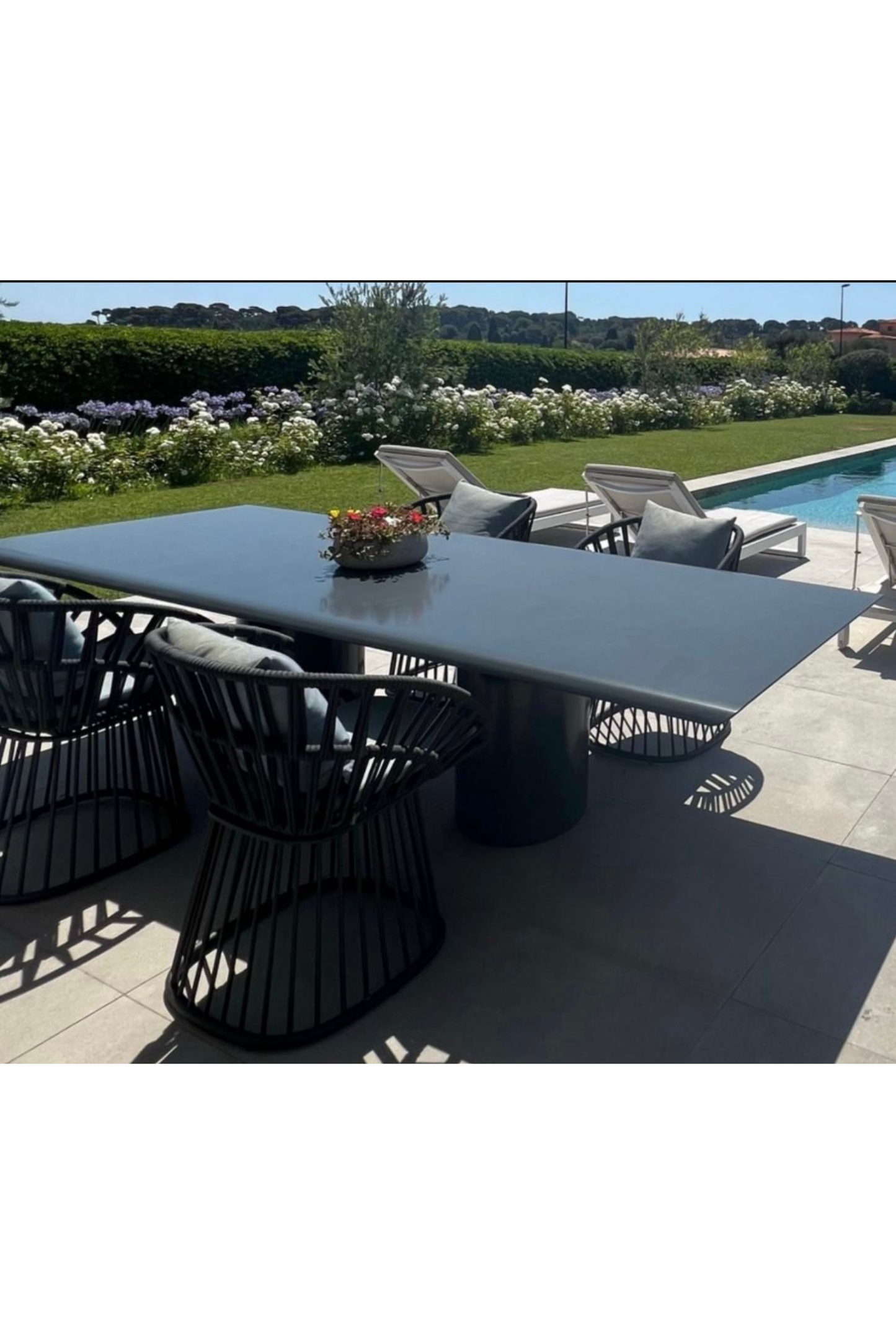 Grey Metal Outdoor Dining Table | 3m Modern Outdoor Table