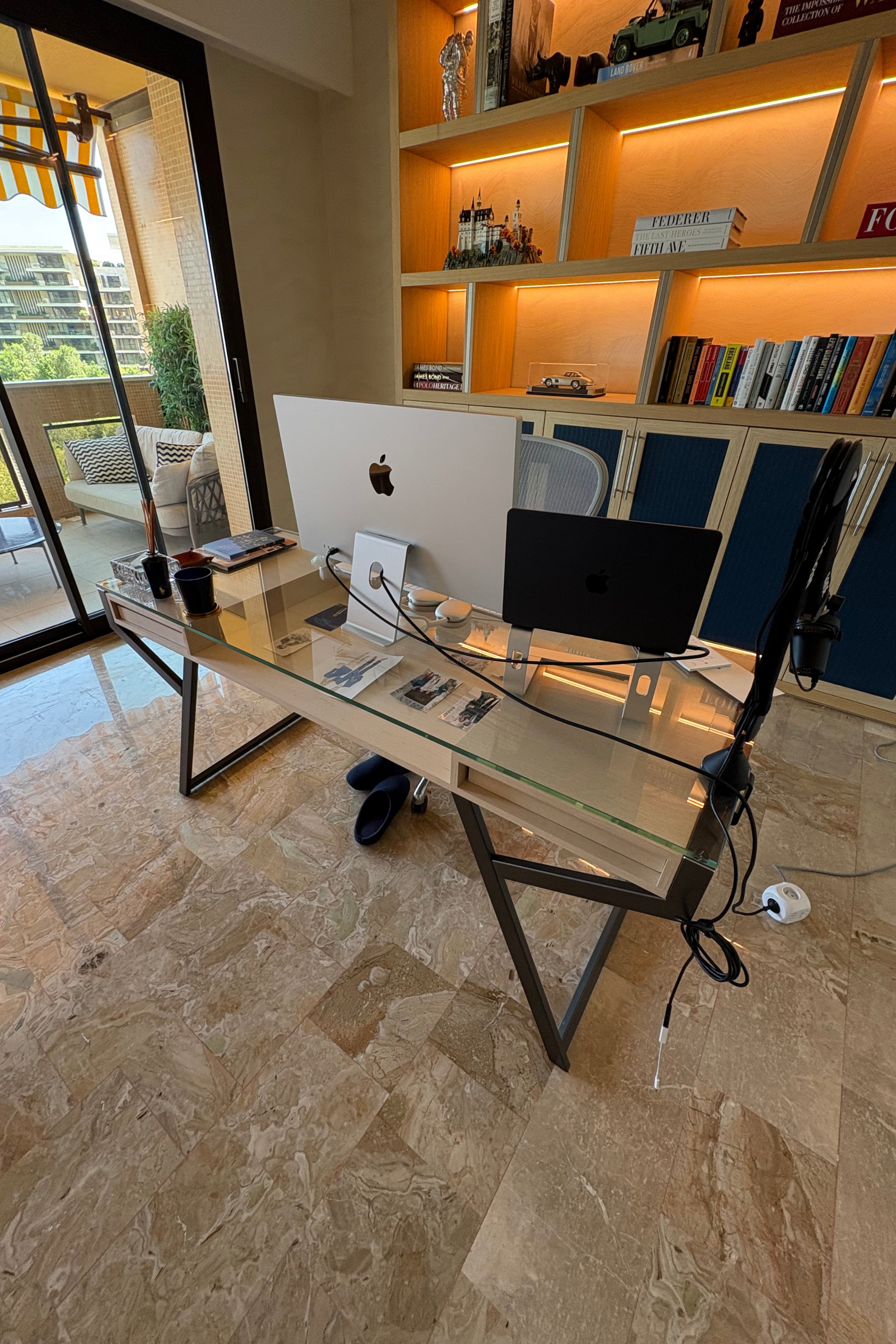 Gallotti & Radice Glass Executive Desk with Drawers