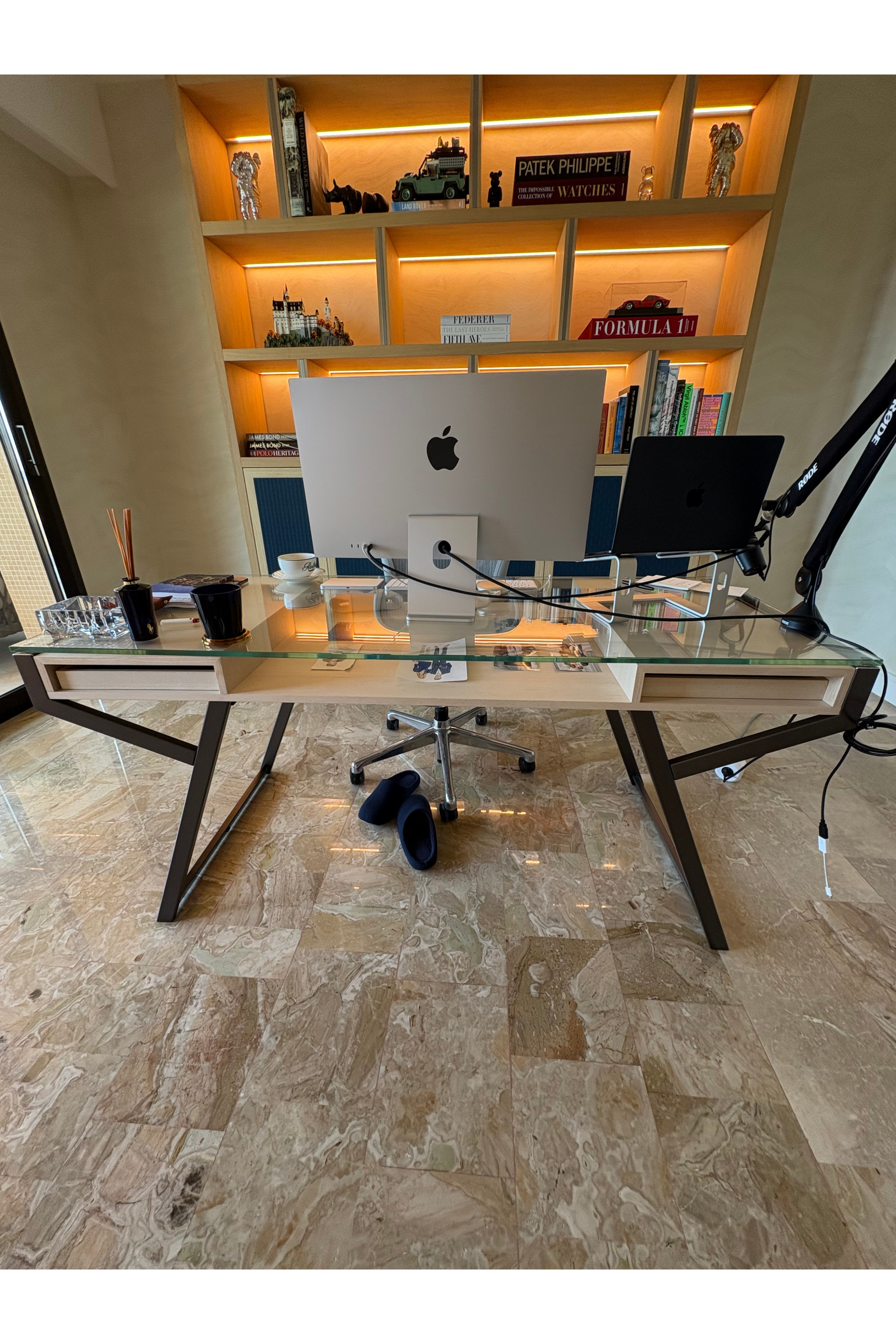 Gallotti & Radice Glass Executive Desk with Drawers