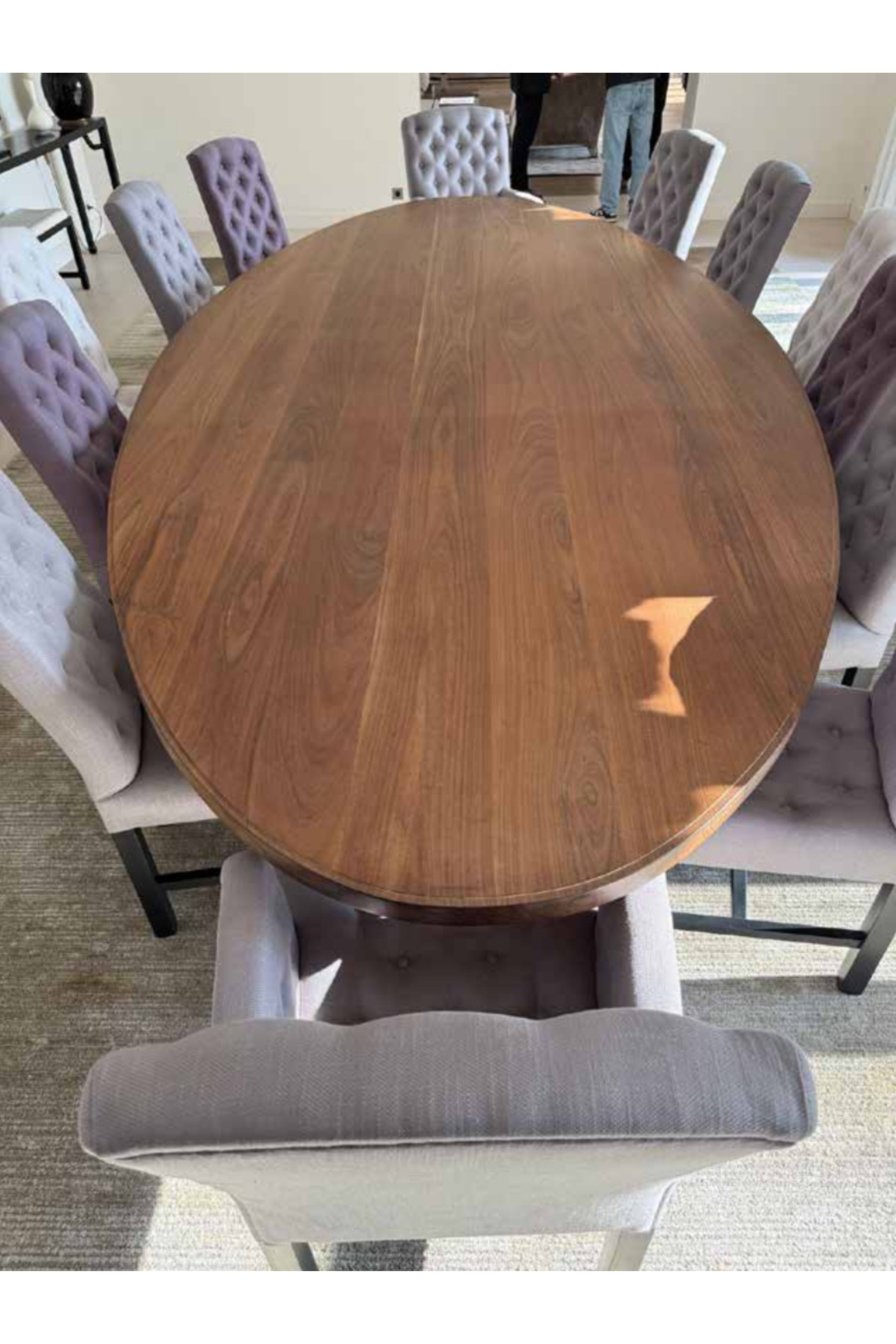 Oval Dining Table + 12 Upholstered Chairs - Meubles Monaco