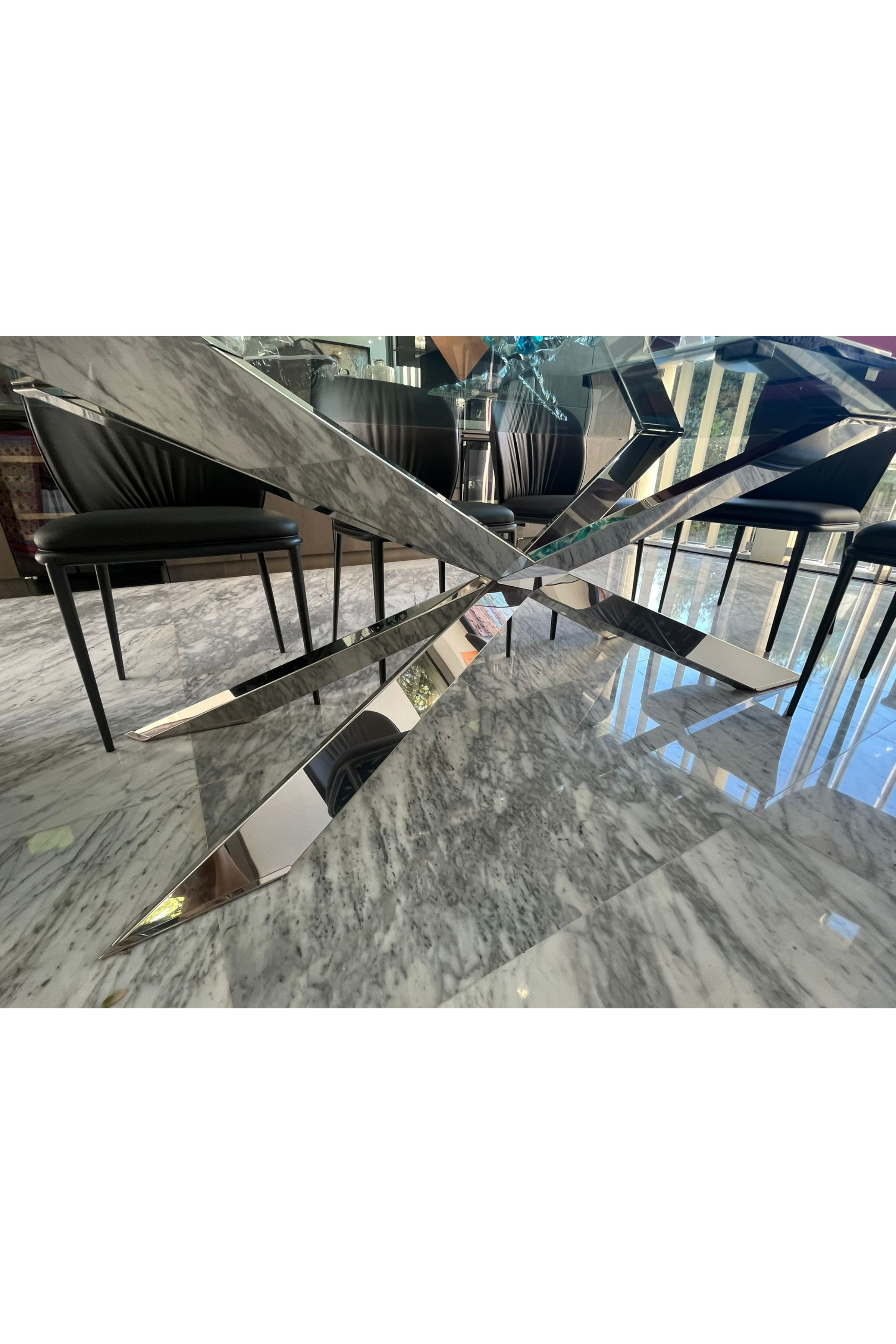 Glass Dining Table – Contemporary Rectangular Design (240 × 119 cm) - Meubles Monaco