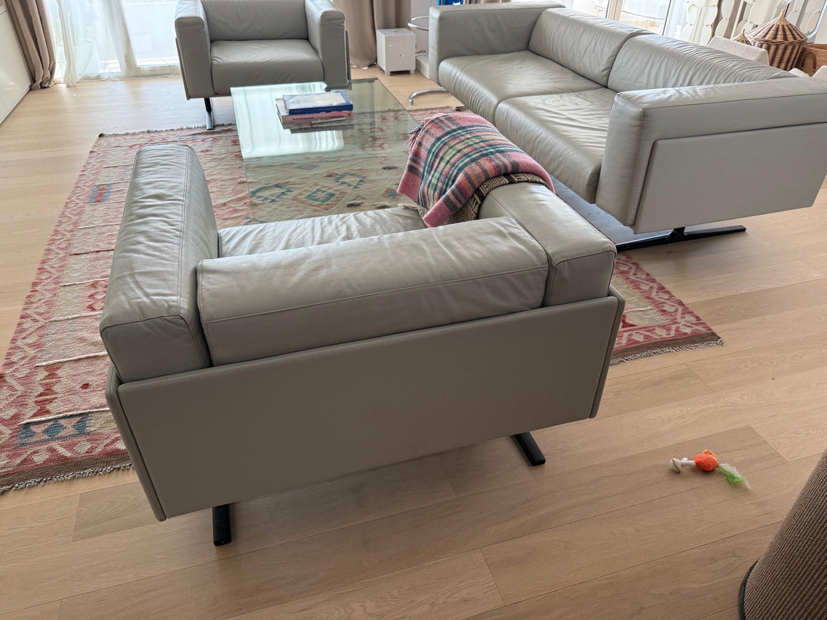 Leather Sofa + 2 Matching Armchairs