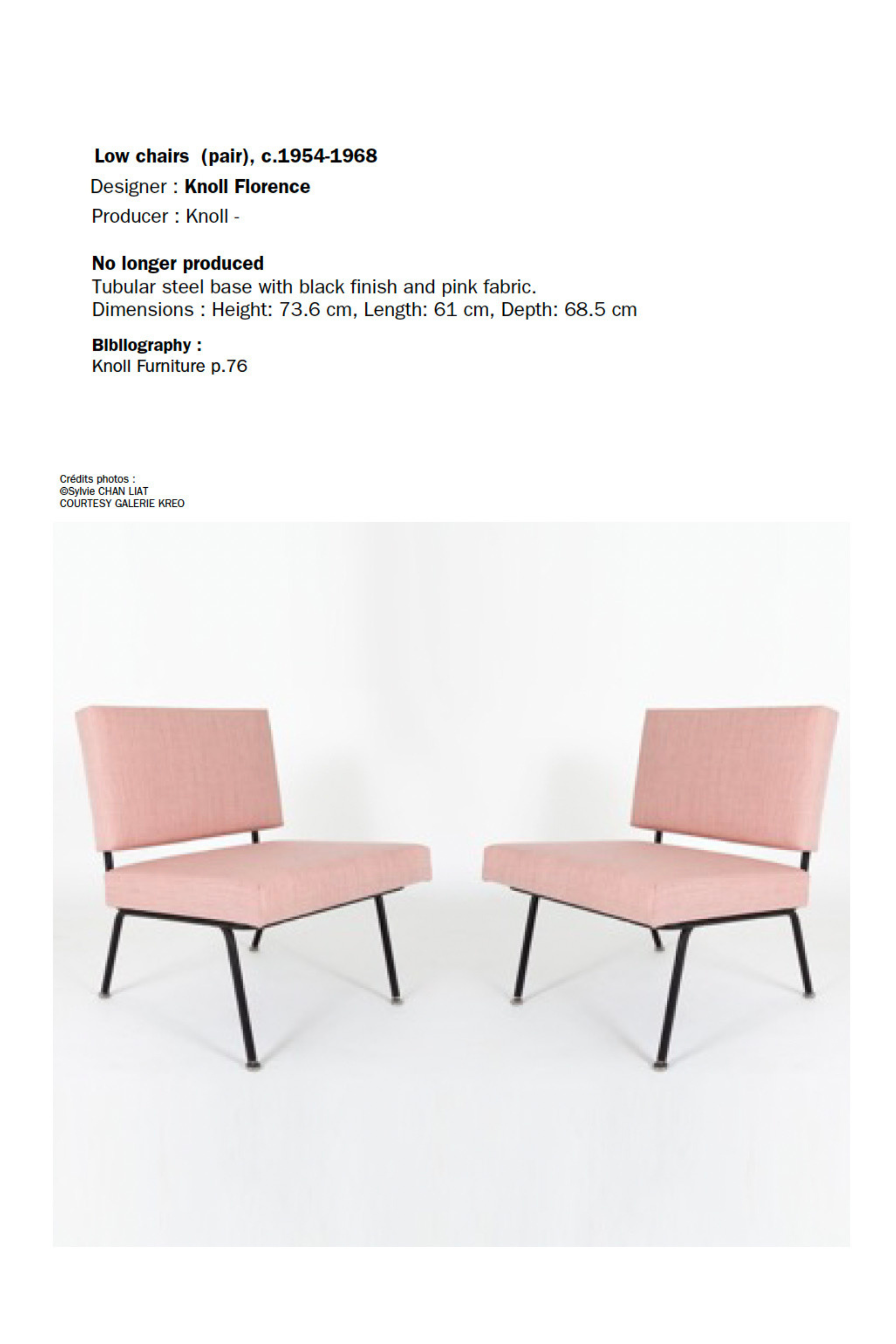 Pair of Florence Knoll Low Chairs (c.1954–1968) - Meubles Monaco