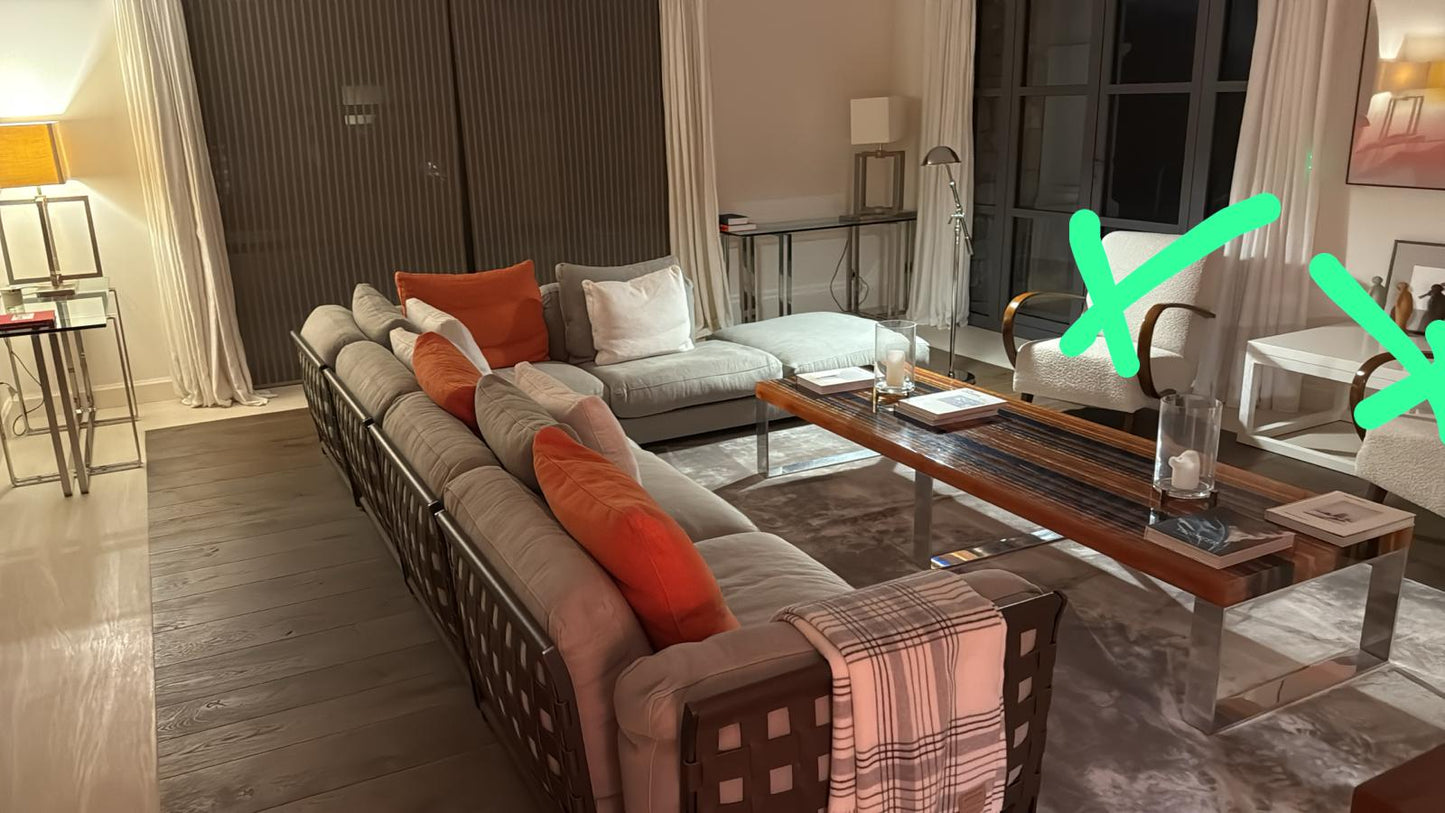 Large Pierre Frey Modular Sofa (Leather Weave Detail)