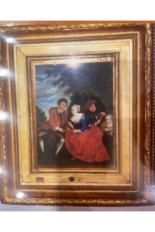 18th-Century Gouache Painting – Framed Galant Scene