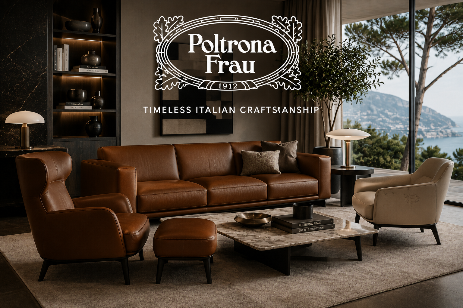 Poltrona Frau luxury leather furniture in a Monaco villa interior