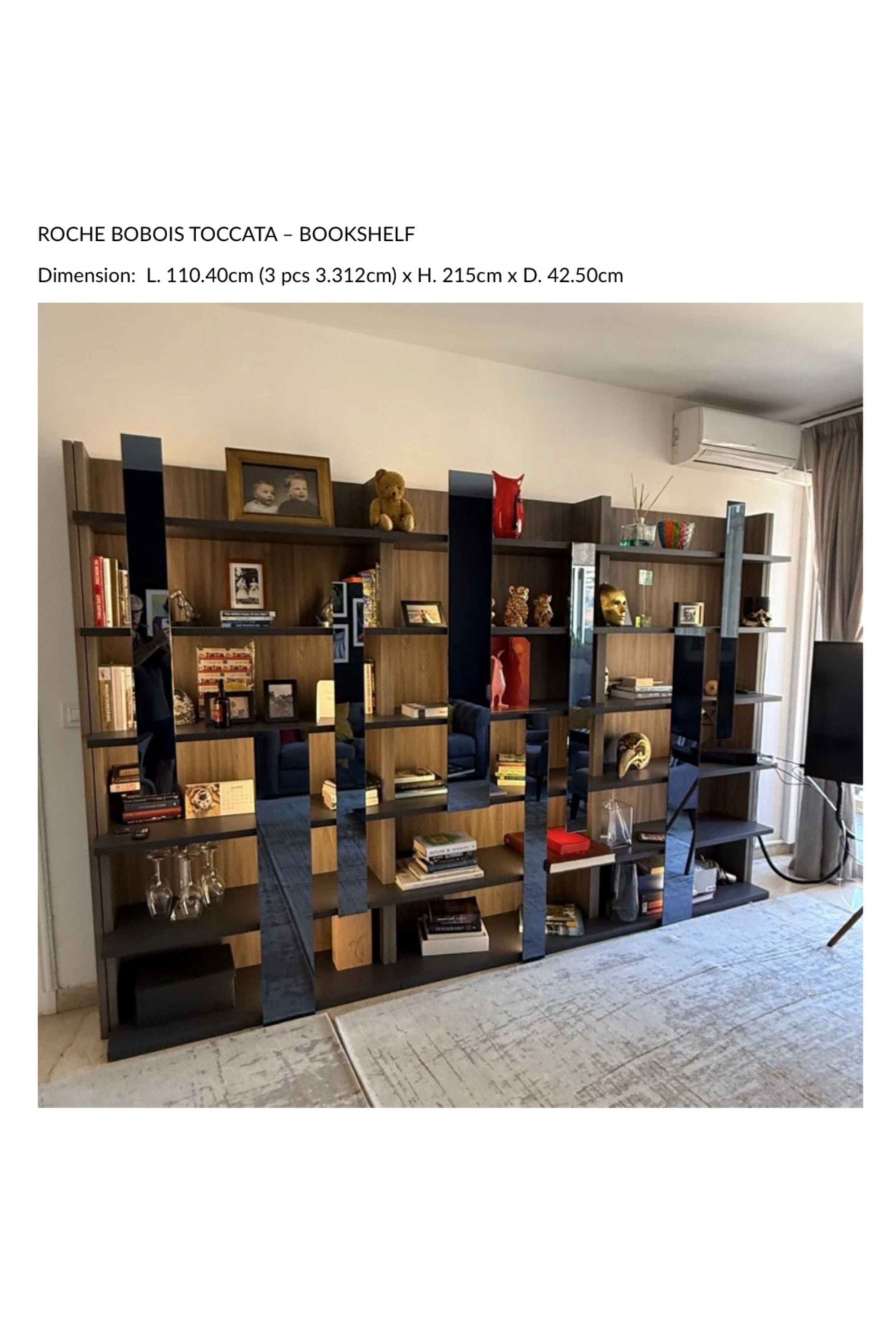 Serpil Barrington-Serle Roche Bobois Toccata Bookshelf with sleek wooden shelves and modern design on a neutral background