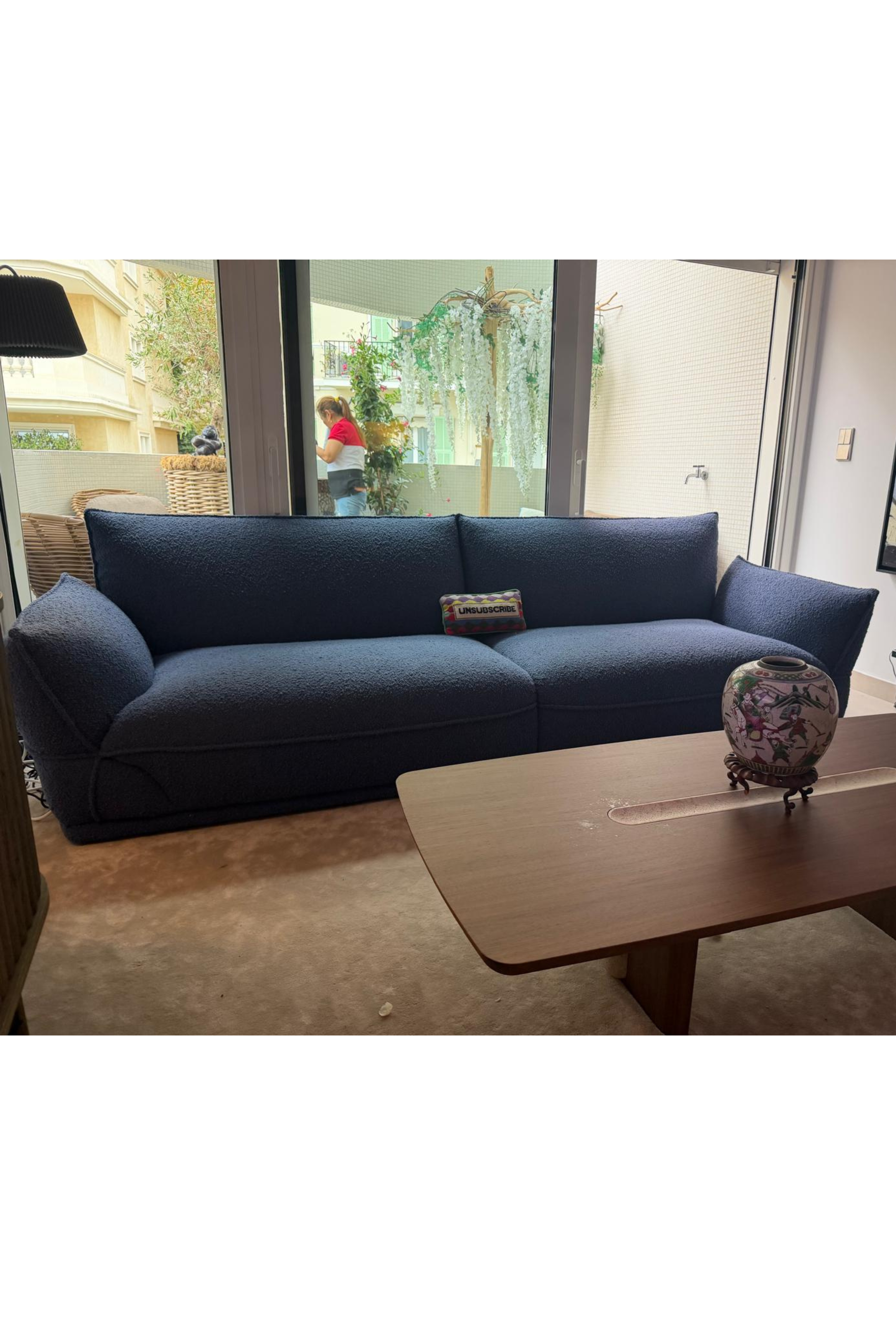 Roche Bobois Palatine 4-Seater Sofa in Bleu Smile Fabric