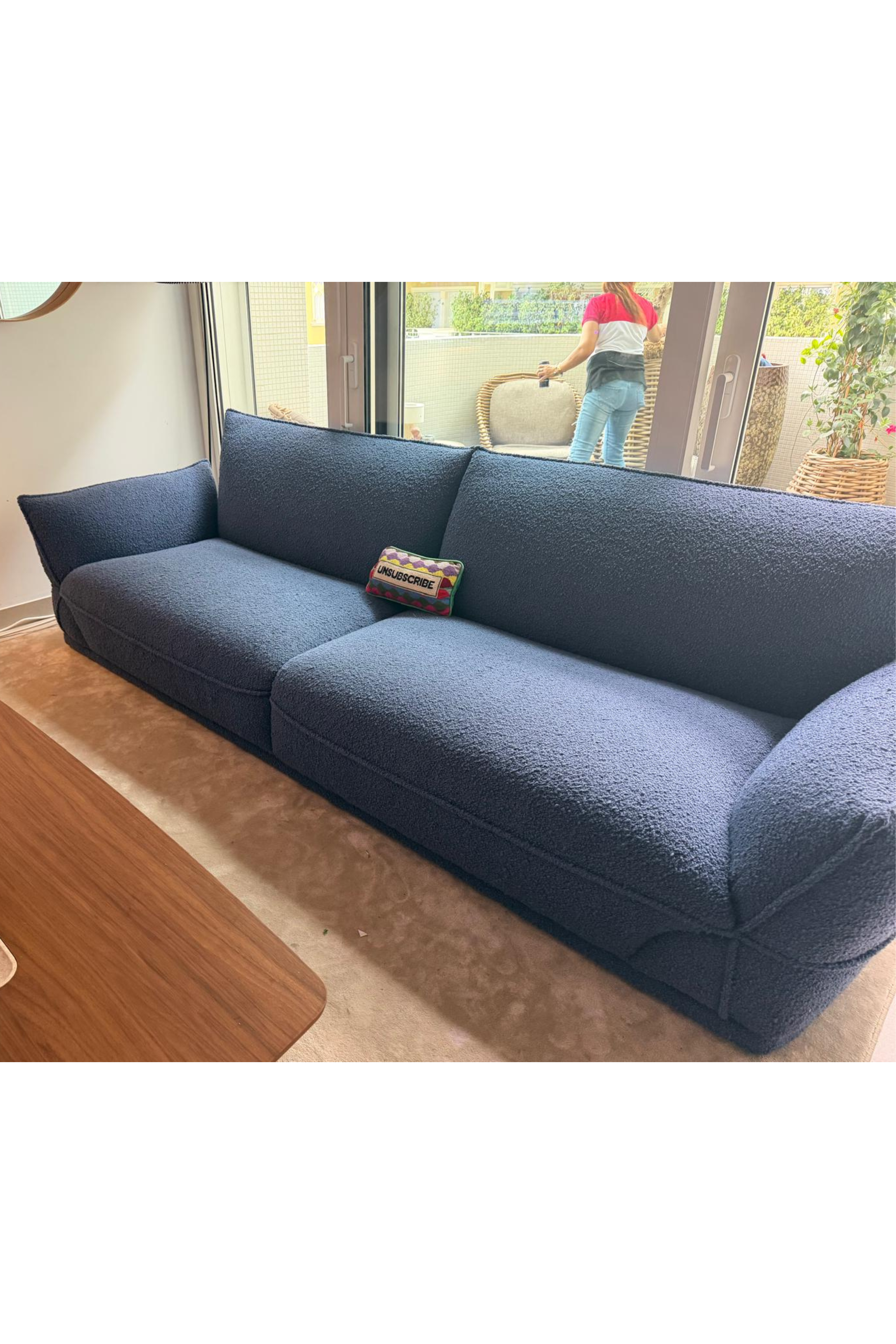 Roche Bobois Palatine 4-Seater Sofa in Bleu Smile Fabric