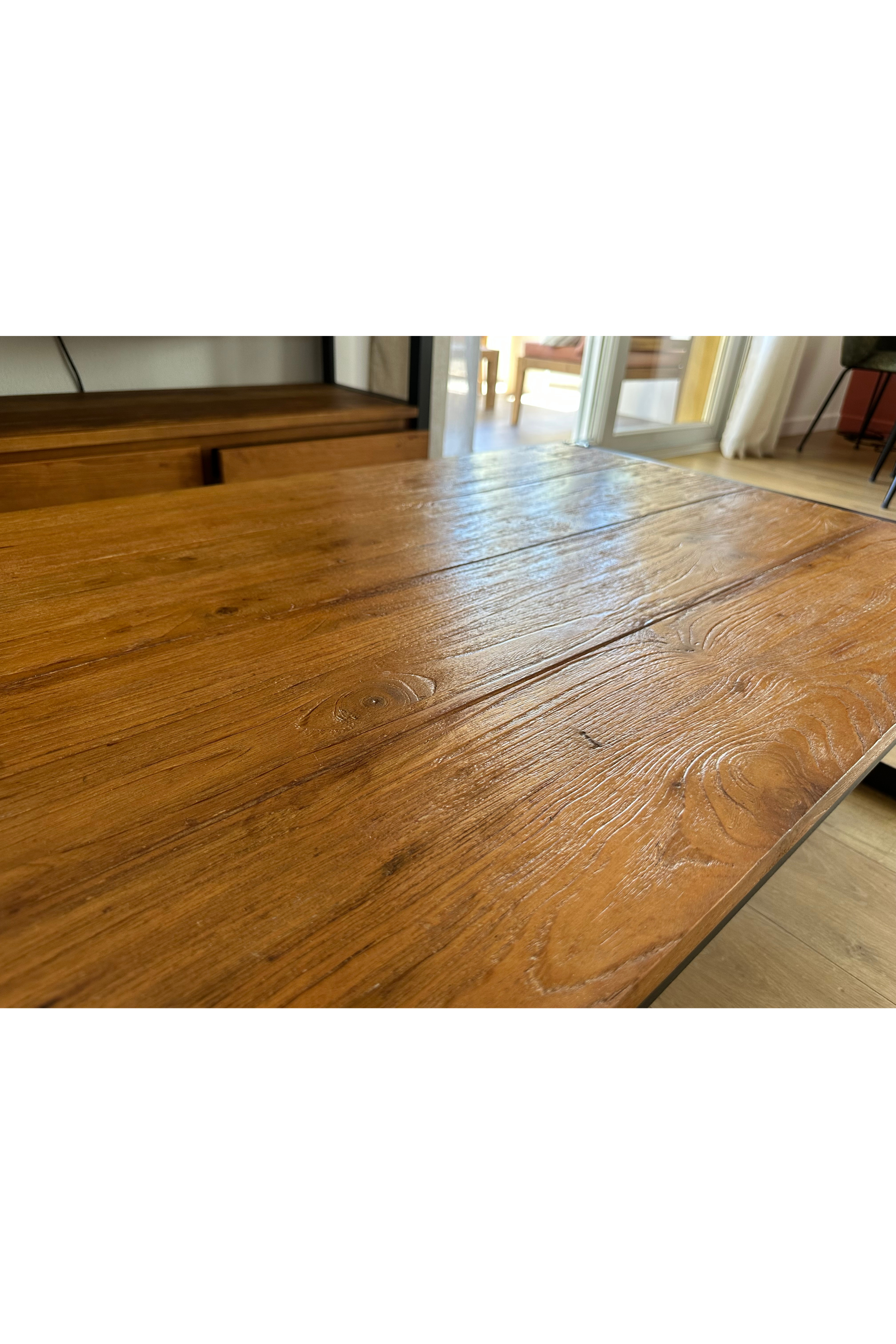 Teak & Black Metal TV Unit + Coffee Table Set - Meubles Monaco