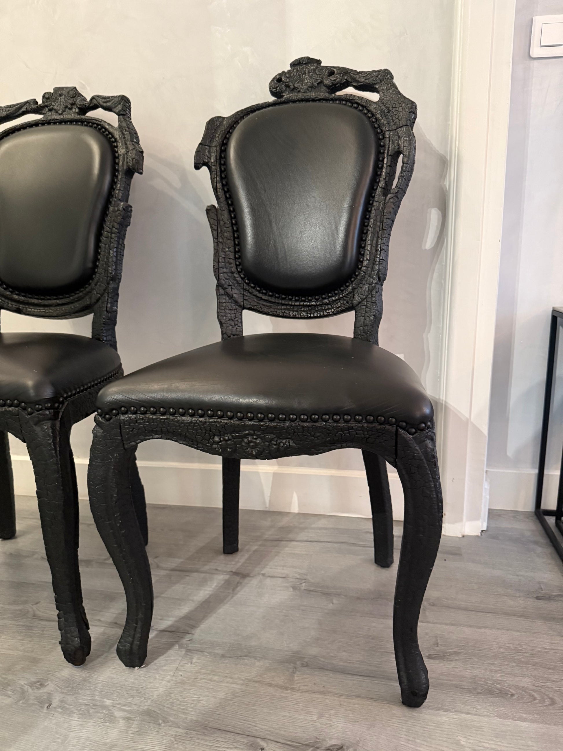 Vintage Black Leather Chairs For Sale Monaco - South Of France