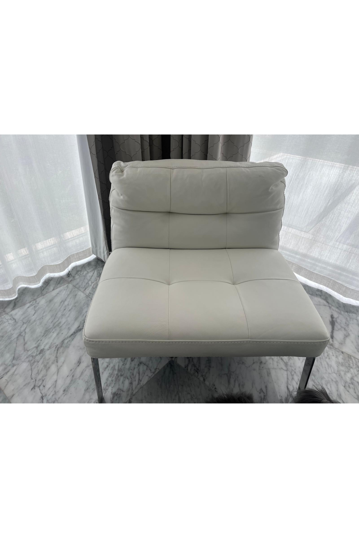 White Chair with Stainless Steel Legs