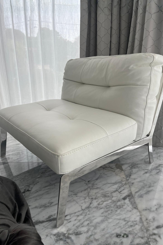 White Chair with Stainless Steel Legs