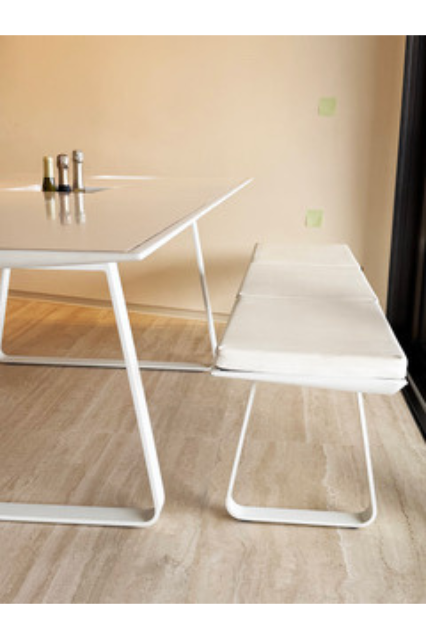 Set tavolo da pranzo e panca estensibile per esterni (3 pezzi)