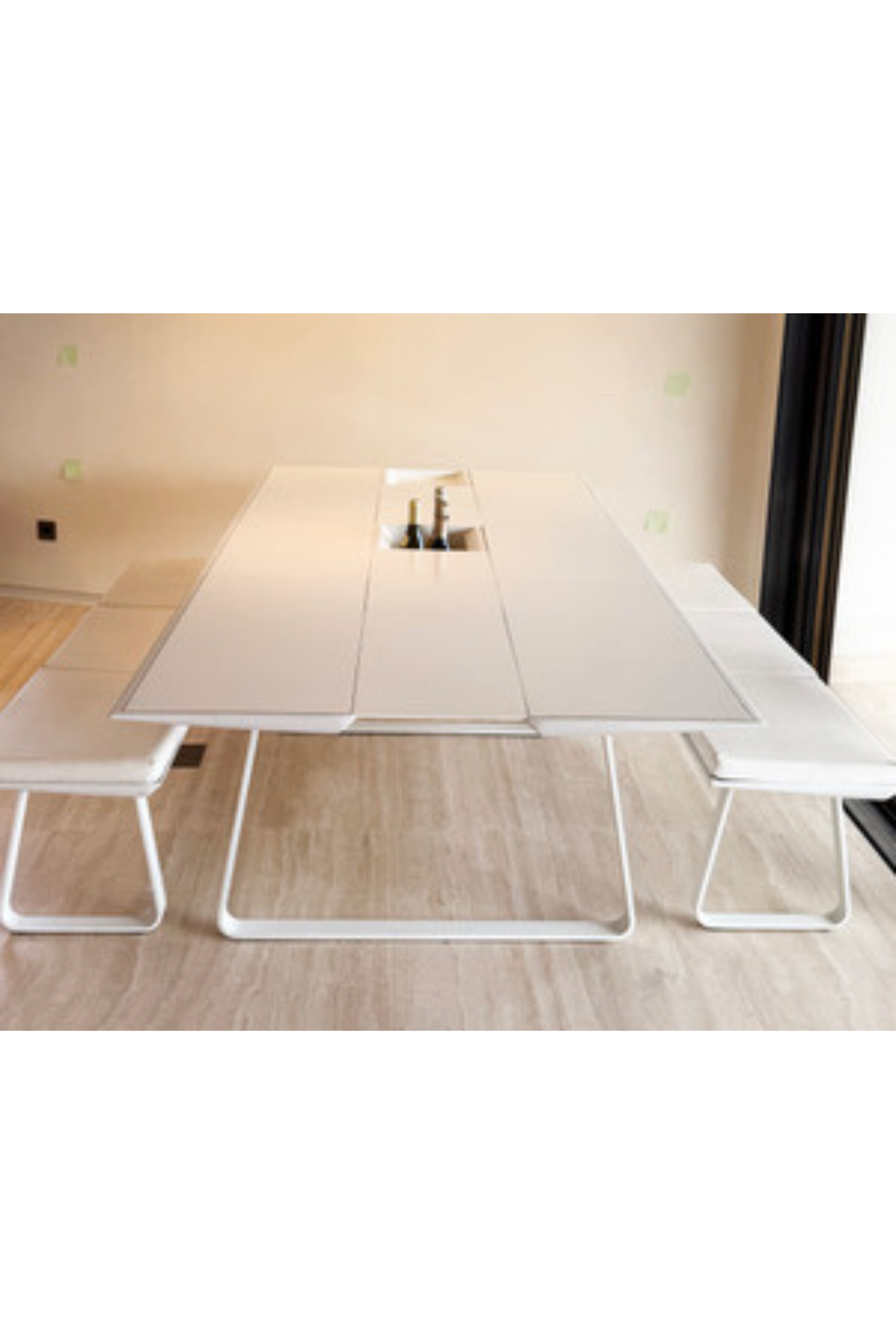 Set tavolo da pranzo e panca estensibile per esterni (3 pezzi)