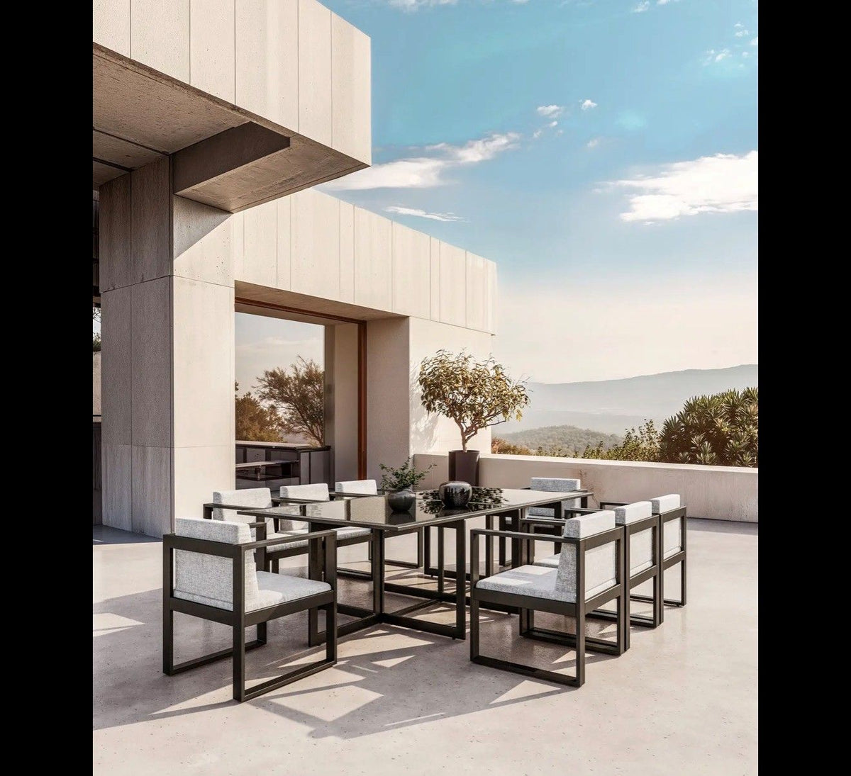 Artelia Ricardo Dining XL Eight-Seater Outdoor Dining Set in Anthracite Aluminium