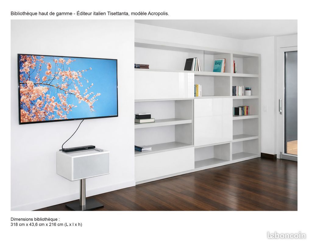 Tisettanta Acropolis Bookcase by Antonio Citterio in Grigio Tortora with Glass Sliding Doors
