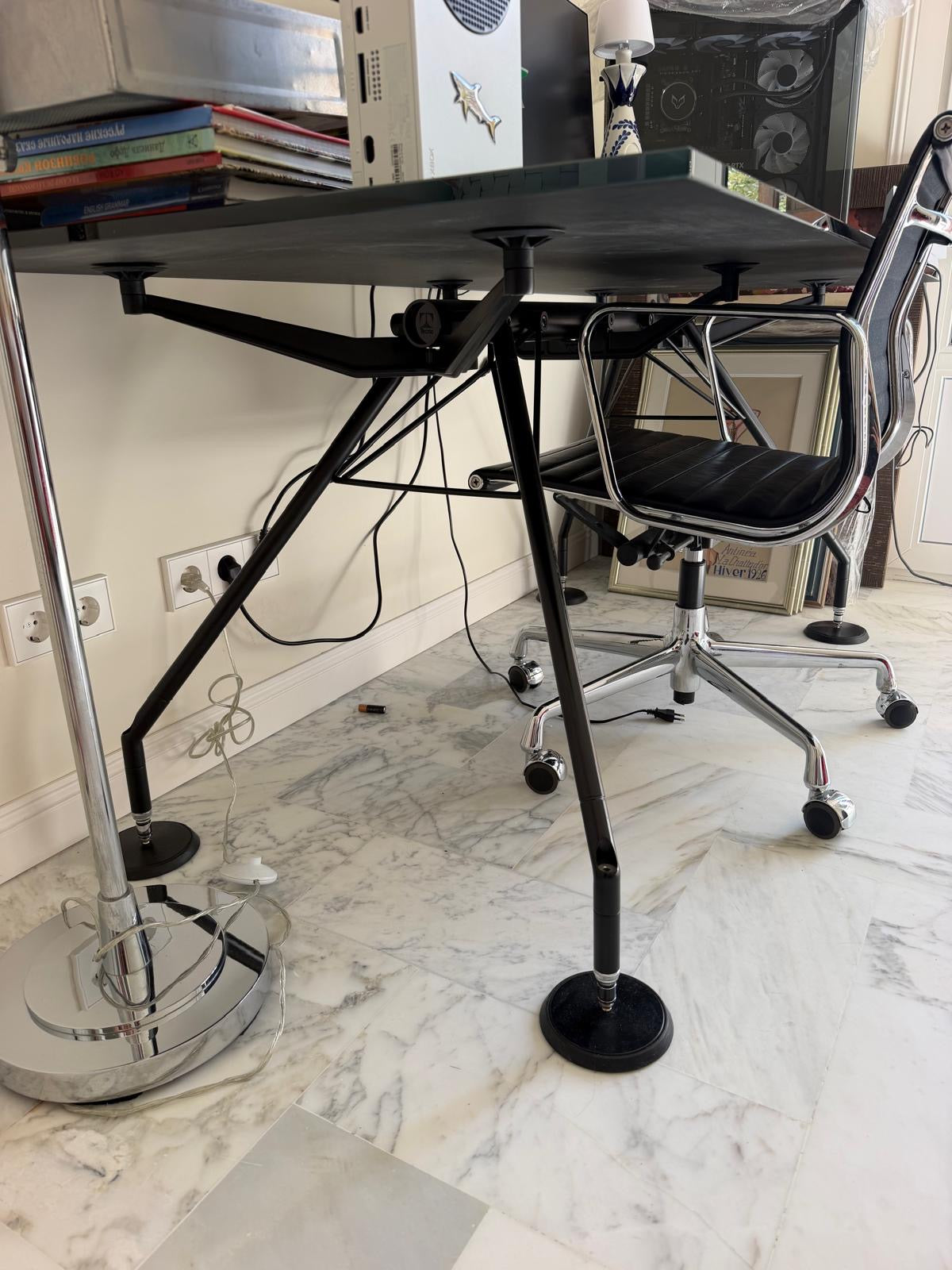 Tecno Nomos Office Table by Norman Foster – Black Glass