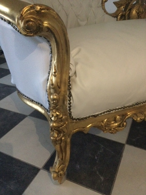 Elegant Baroque-Style Sofa – Hand-Gilded Frame - Meubles Monaco